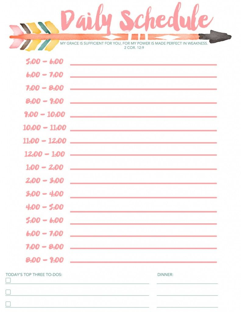 Daily Schedule Free Printable | Planners &amp;amp; Bullet Journals | Daily - Free Printable Schedule