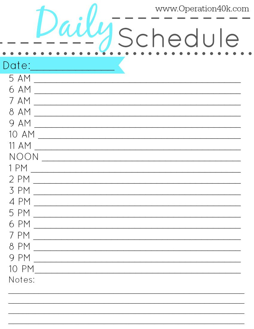 Daily Schedule Template Free Printable Tips Pinterest Calendar Hour - To Do Template Free Printable