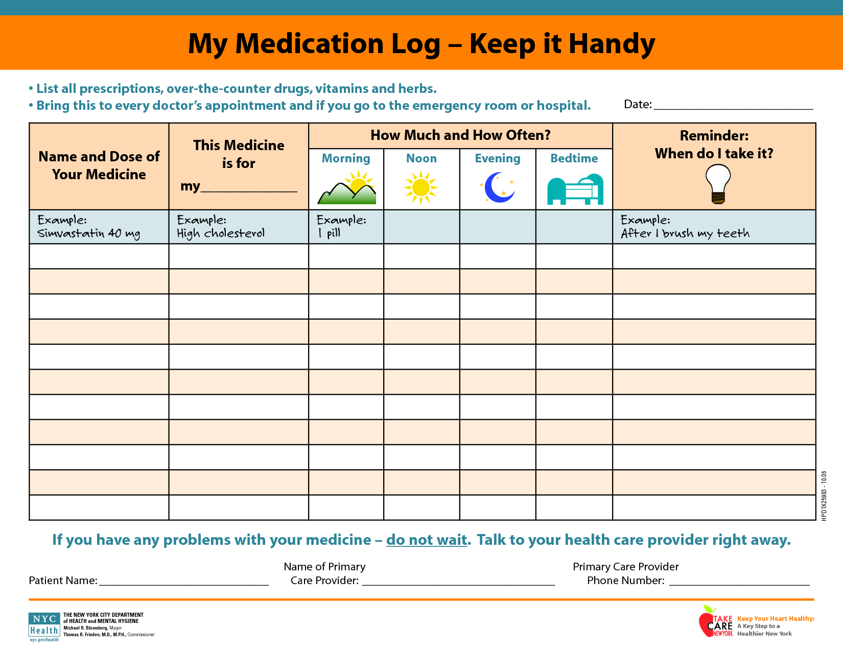 Free Medication List Template Google Sheets