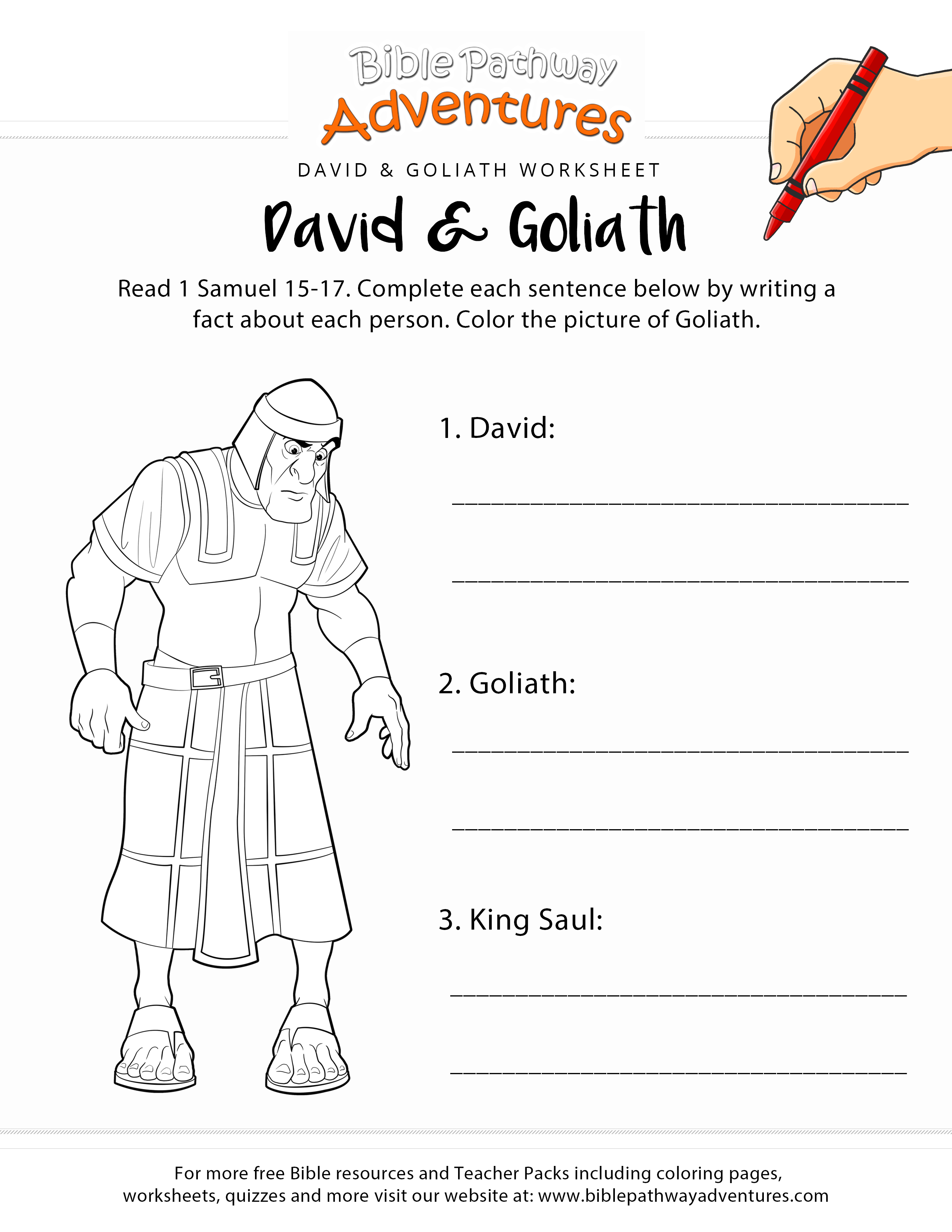 David And Goliath Worksheet &amp;amp; Coloring Page | Learn Hebrew Today - Free Printable Children&amp;amp;#039;s Bible Lessons Worksheets
