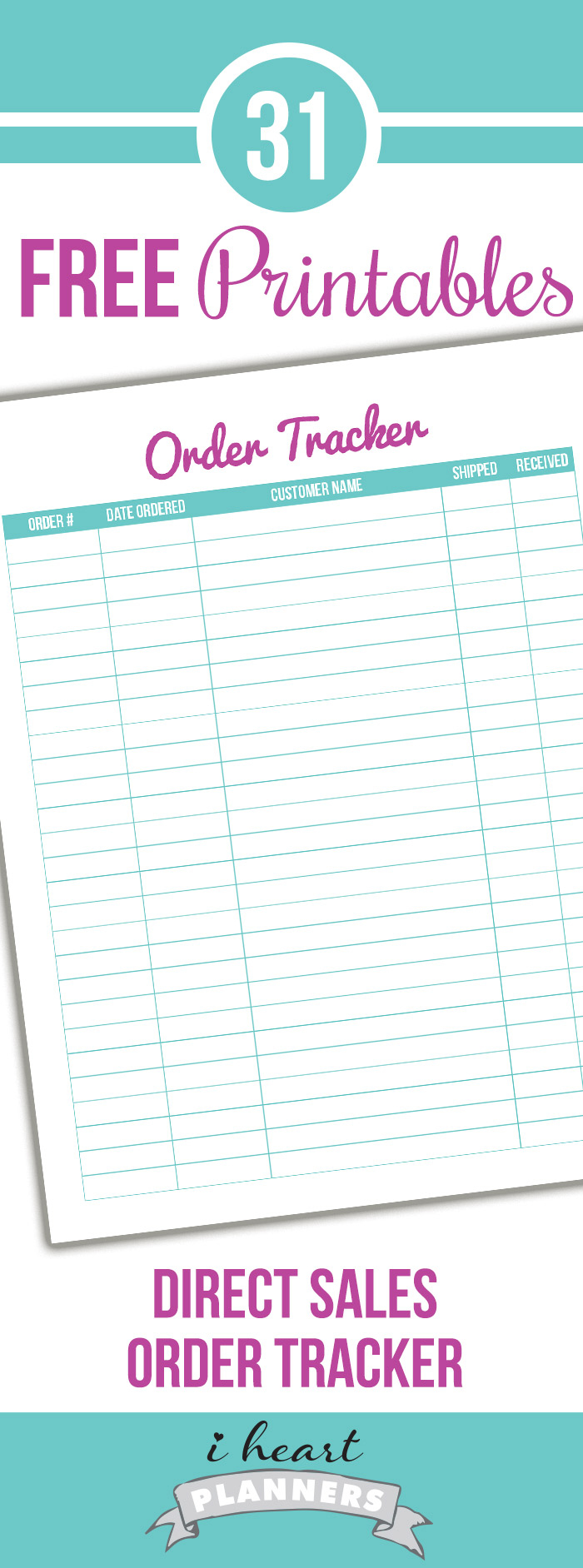 Day 29: Direct Sales Printable - I Heart Planners - Free Printable Customer Information Sheets