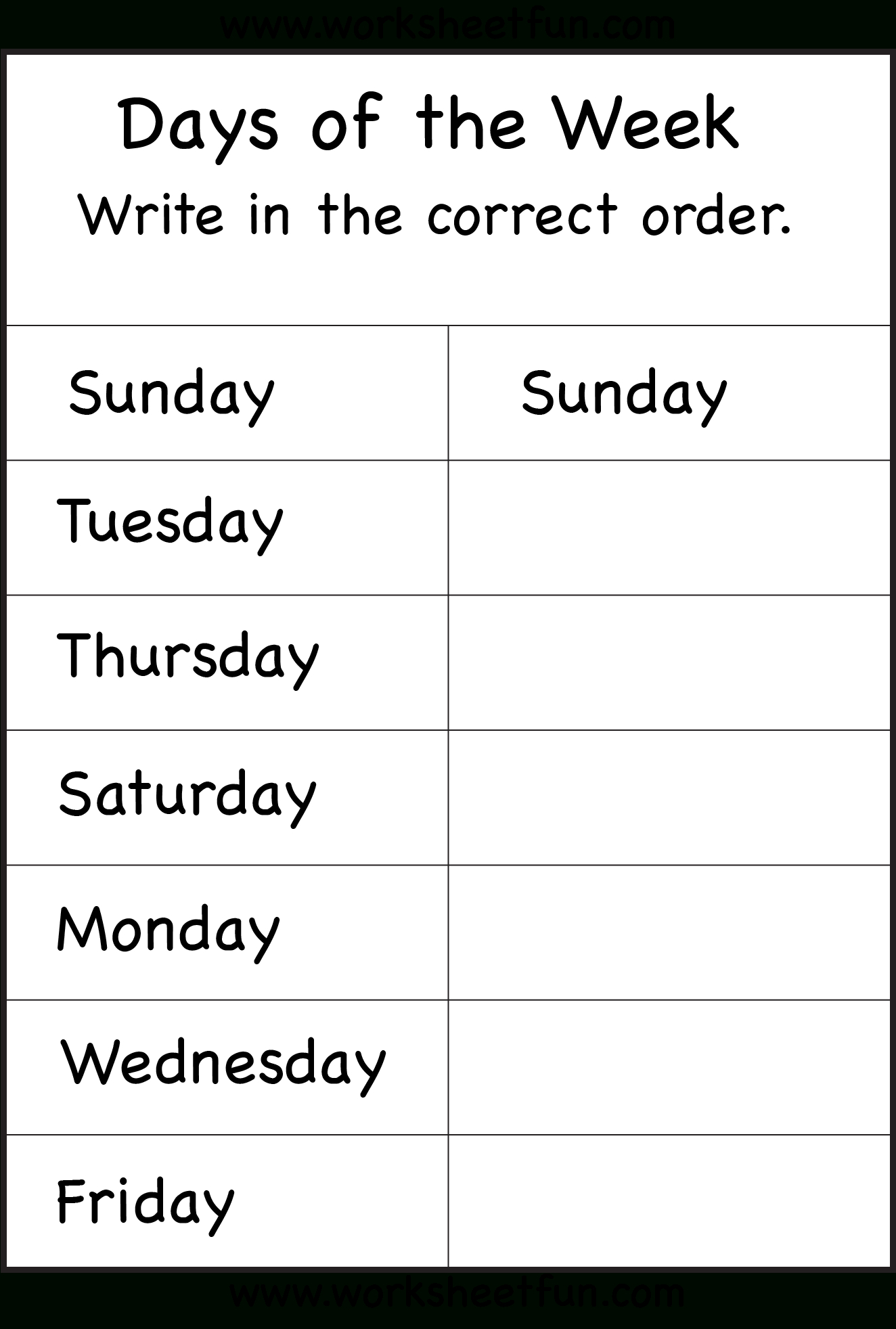 Days Of The Week – 1 Worksheet / Free Printable Worksheets - Free Printable Days Of The Week