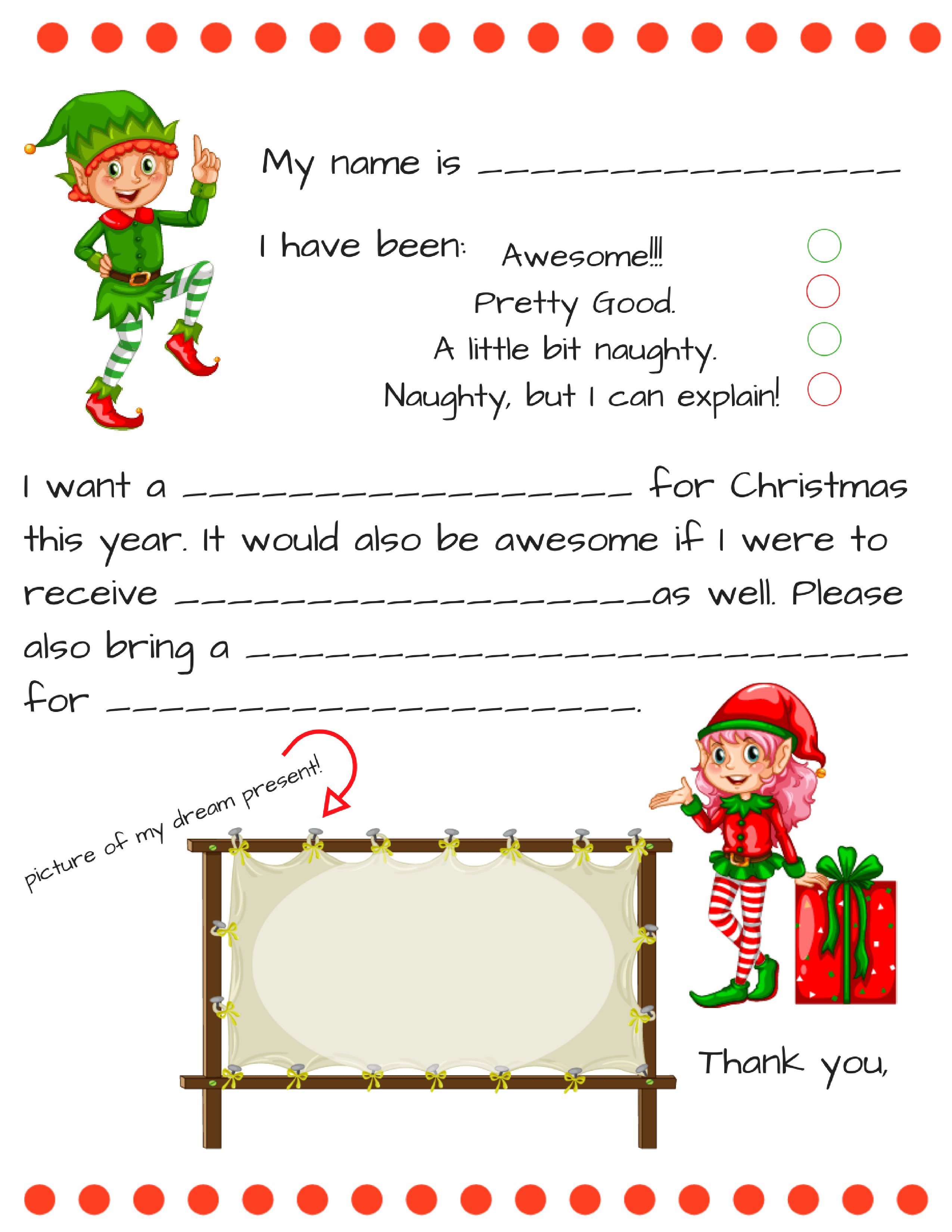 Dear Santa Fill In Letter Template - - Free Printable Letter From Santa Template