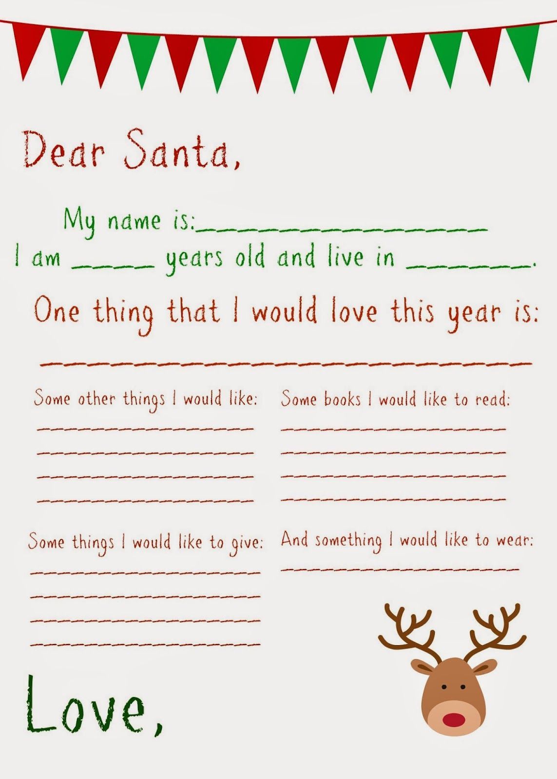Dear Santa Letter (Free Printable | Christmas Crafts For Kids To - Free Printable Christmas Letters From Santa