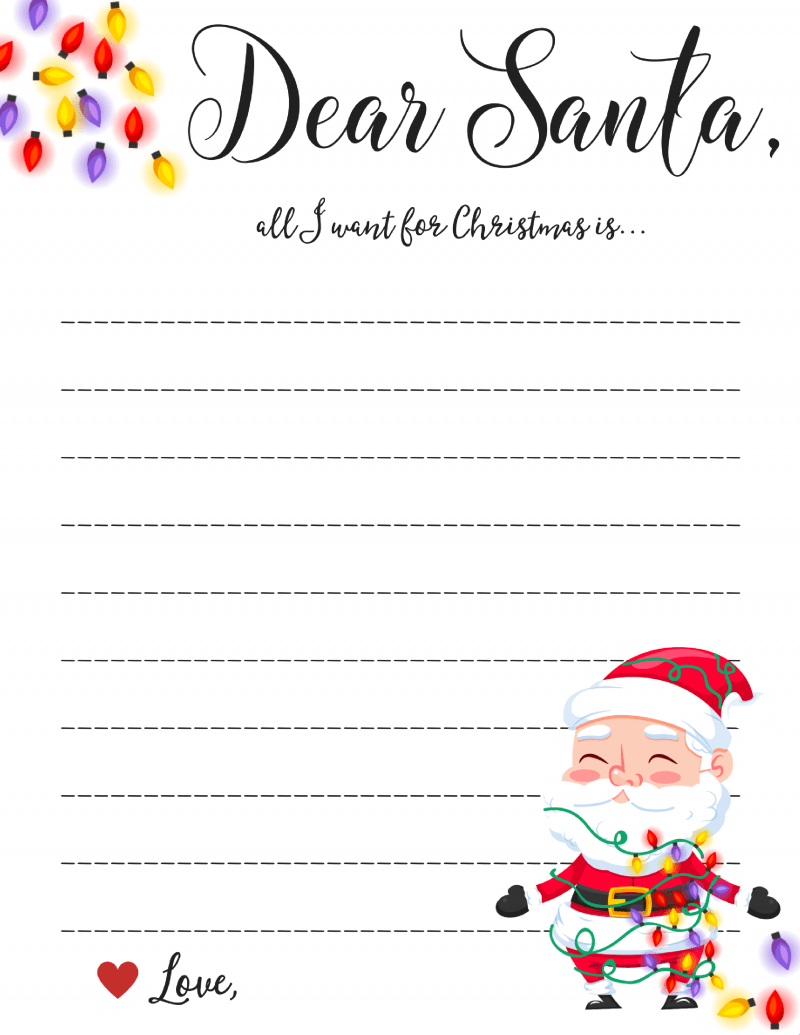 Dear Santa Letter: Free Printable Downloads - - Free Printable Letter Writing Templates