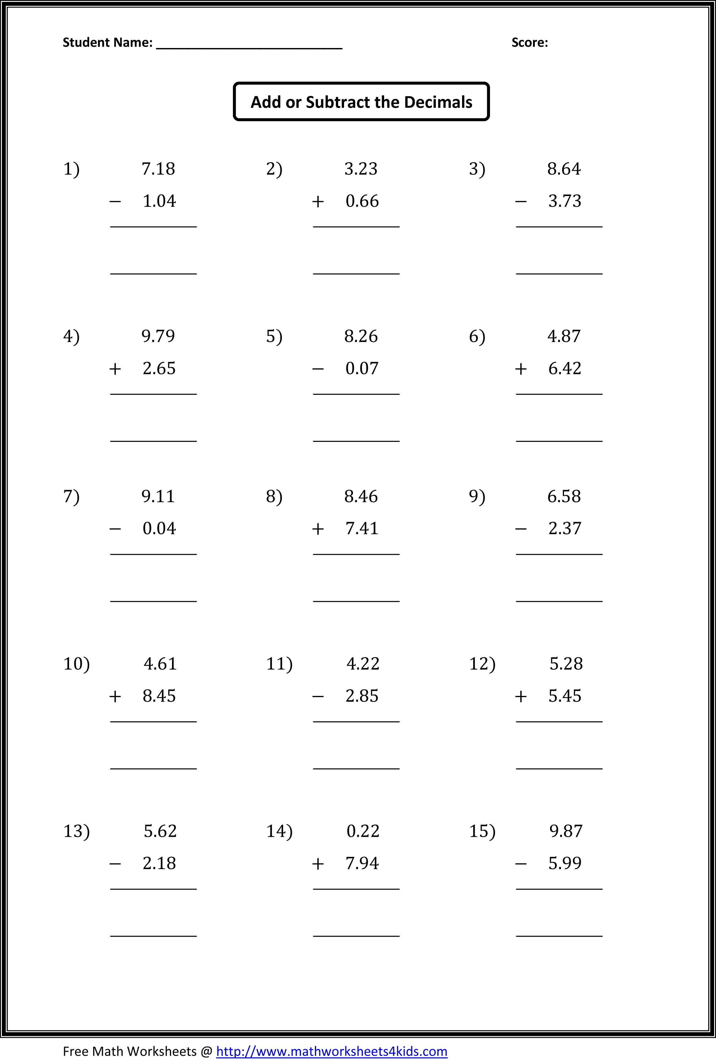 Decimal Worksheets: Fresh Worksheets Added In Each Topic Of Decimals - Free Printable Multiplying Decimals Worksheets