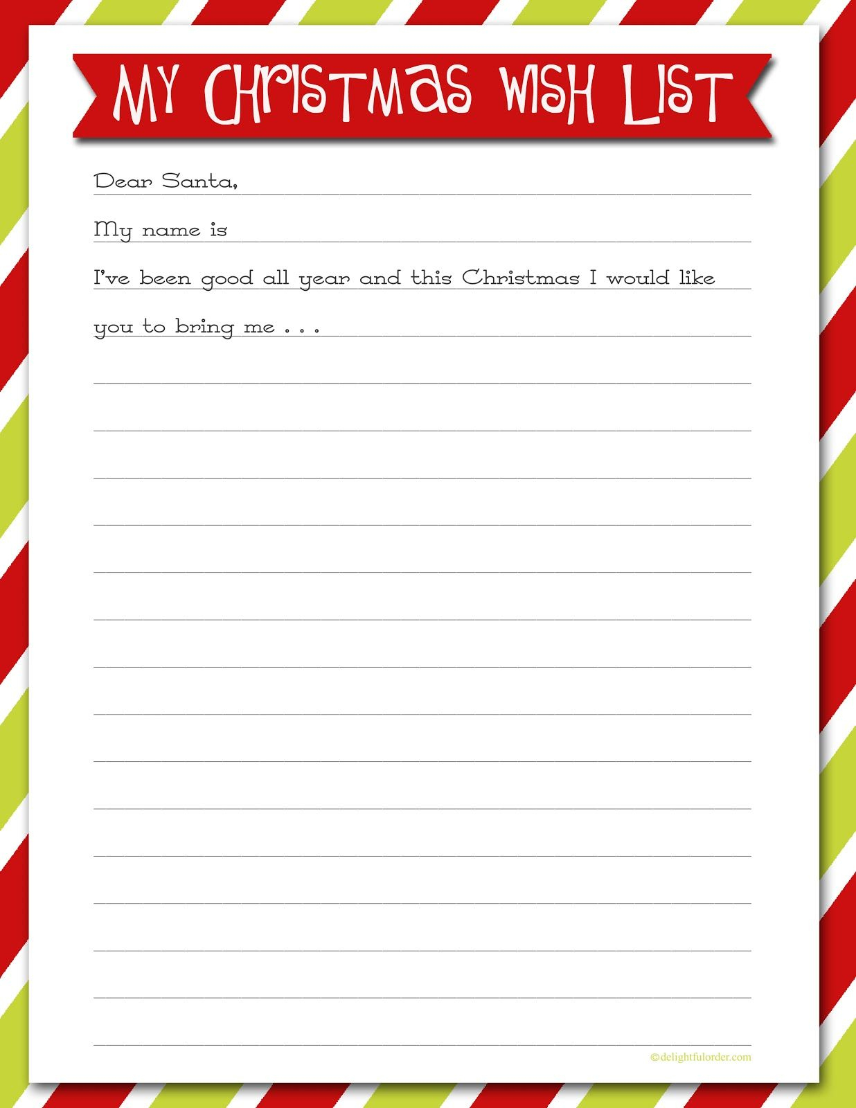 Delightful Order: Christmas Wish List - Free Printable | Delightful - Free Printable Christmas Wish List