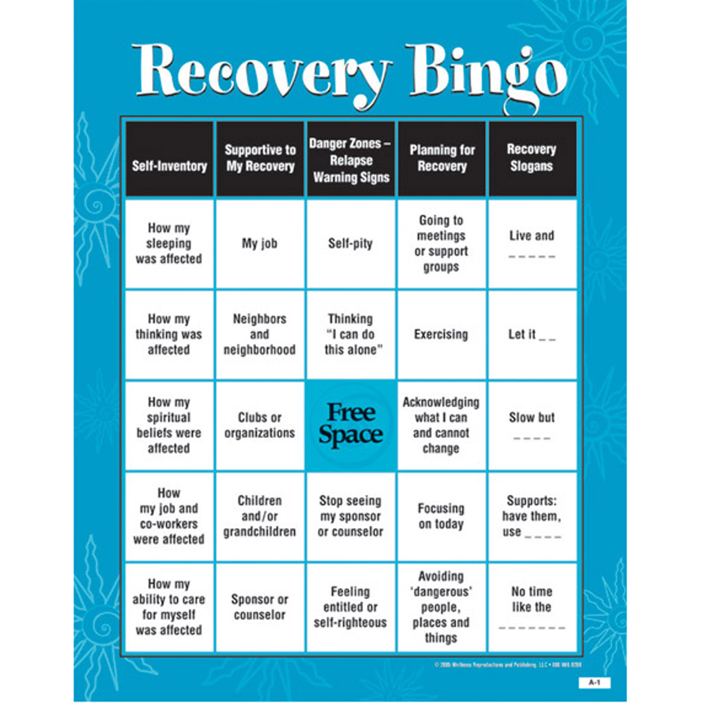 Developing Support|Recognizing Danger Zones|Recovery Skills|Bingo Game - Free Printable Recovery Games