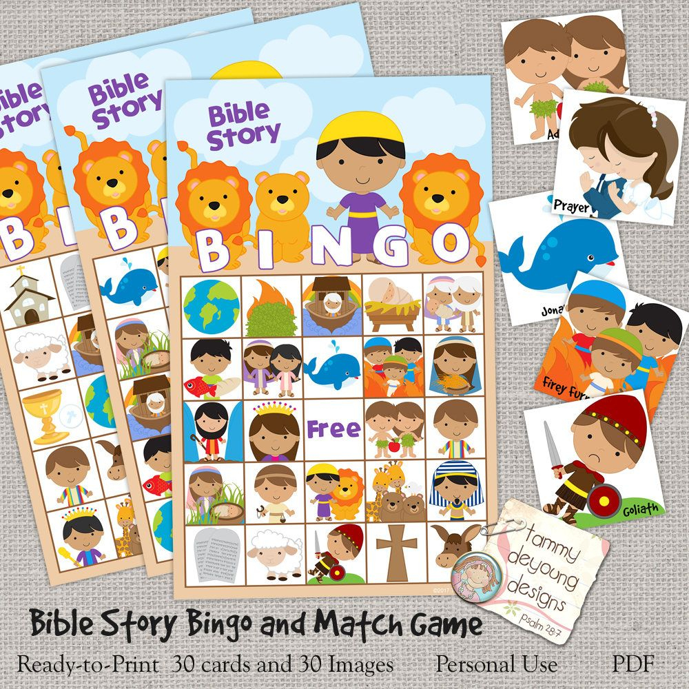 Digital Bible Bingo, Printable Sunday School Bingo Game, Jesus Bingo - Free Printable Bible Bingo For Preschoolers