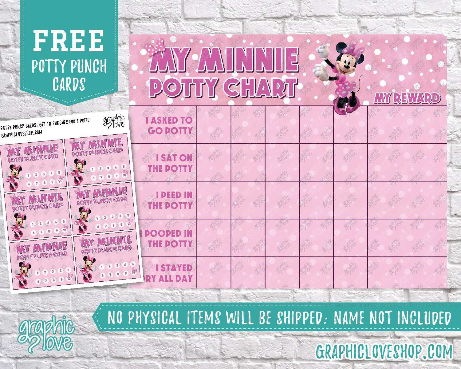 Digital Pink Minnie Mouse Potty Training Chart Free Punch Cards - Free Printable Minnie Mouse Potty Training Chart