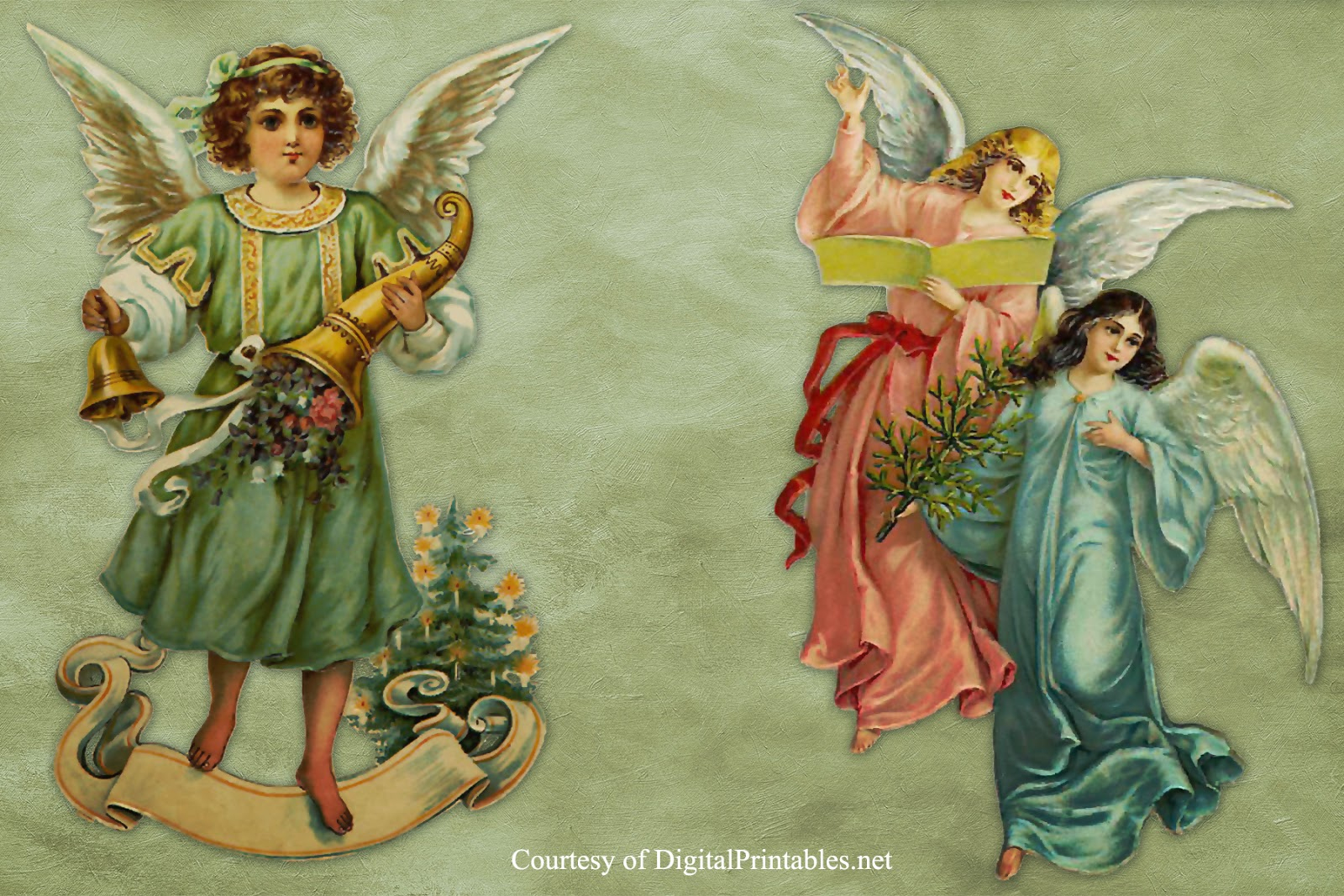 Digital Printables: Free Printable Victorian Christmas Angel Scraps - Free Printable Angels