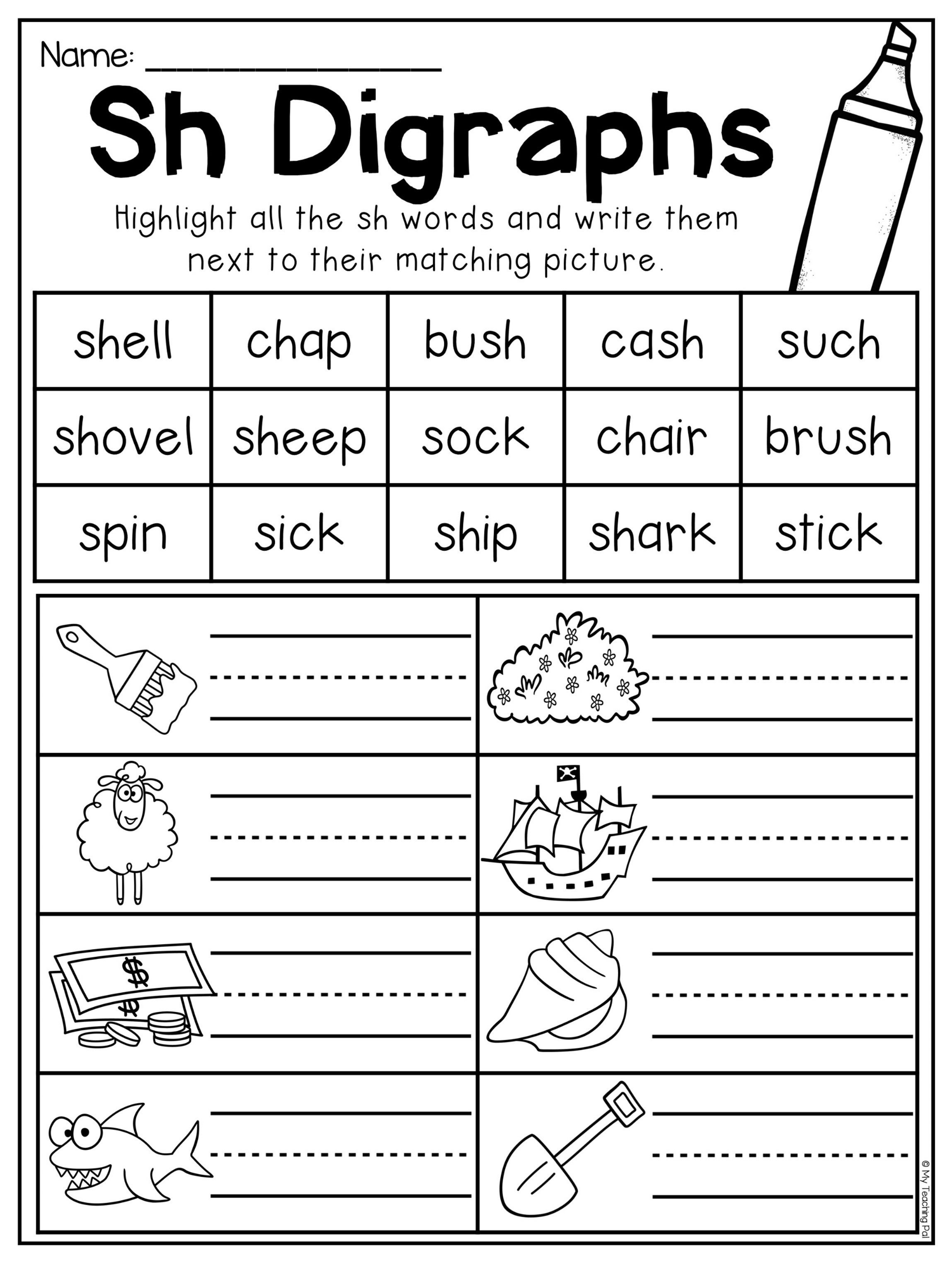 Digraph Worksheet Packet - Ch, Sh, Th, Wh, Ph | Esl | Pinterest - Sh Worksheets Free Printable