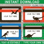 Dinosaur Party Food Labels Template   Free Printable Dinosaur Labels