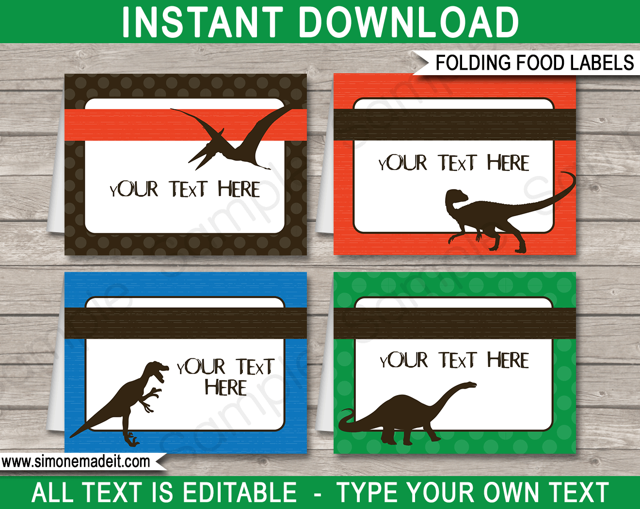 Dinosaur Party Food Labels Template - Free Printable Dinosaur Labels