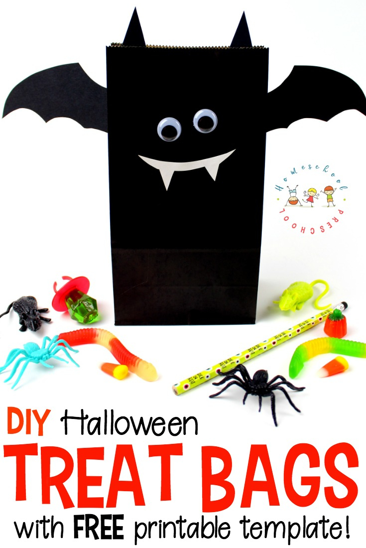 Diy Bat Halloween Treat Bags With Printable Template - Free Printable Trick Or Treat Bags