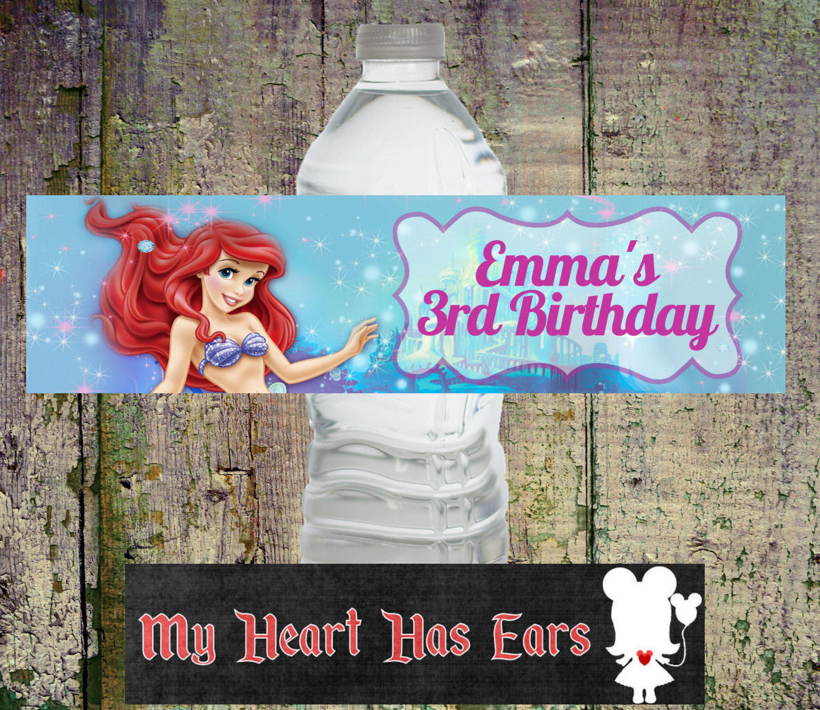 Diy Printable Ariel The Little Mermaid Birthday Water Bottle Labels - Free Printable Little Mermaid Water Bottle Labels