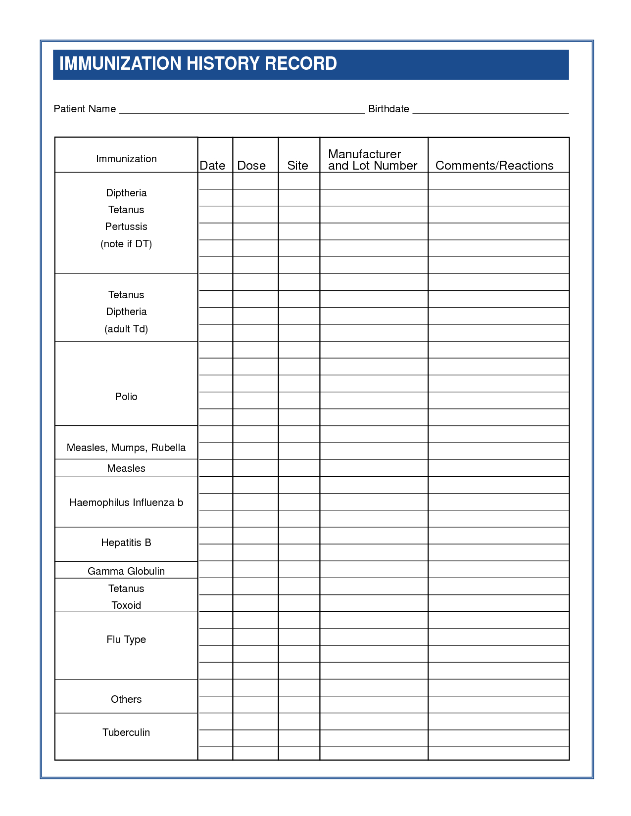 Dog Vaccination Record Template | Printable Dog Vaccination Record - Free Printable Pet Health Record