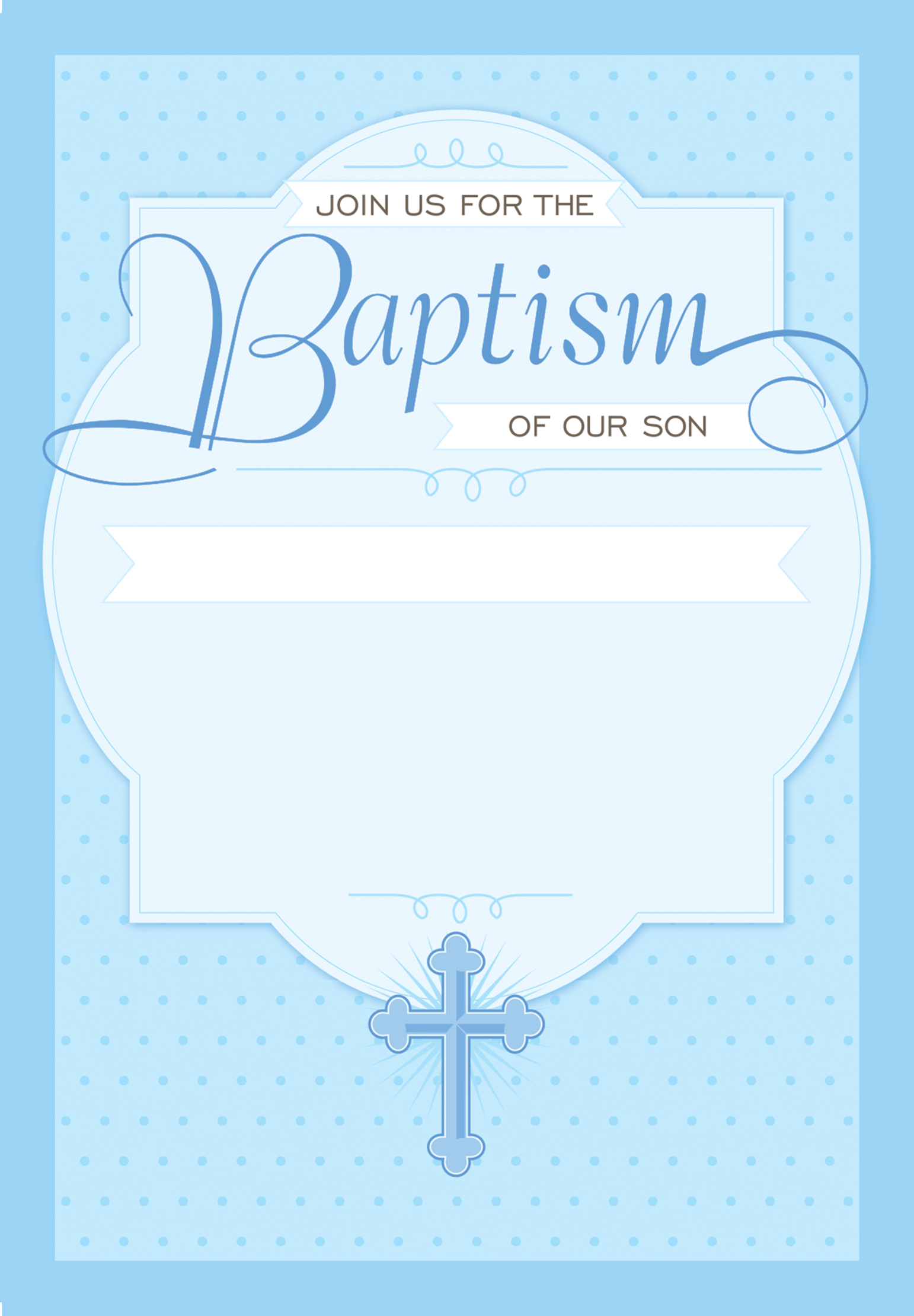 Dotted Blue - Free Printable Baptism &amp;amp; Christening Invitation - Free Printable Personalized Baptism Invitations