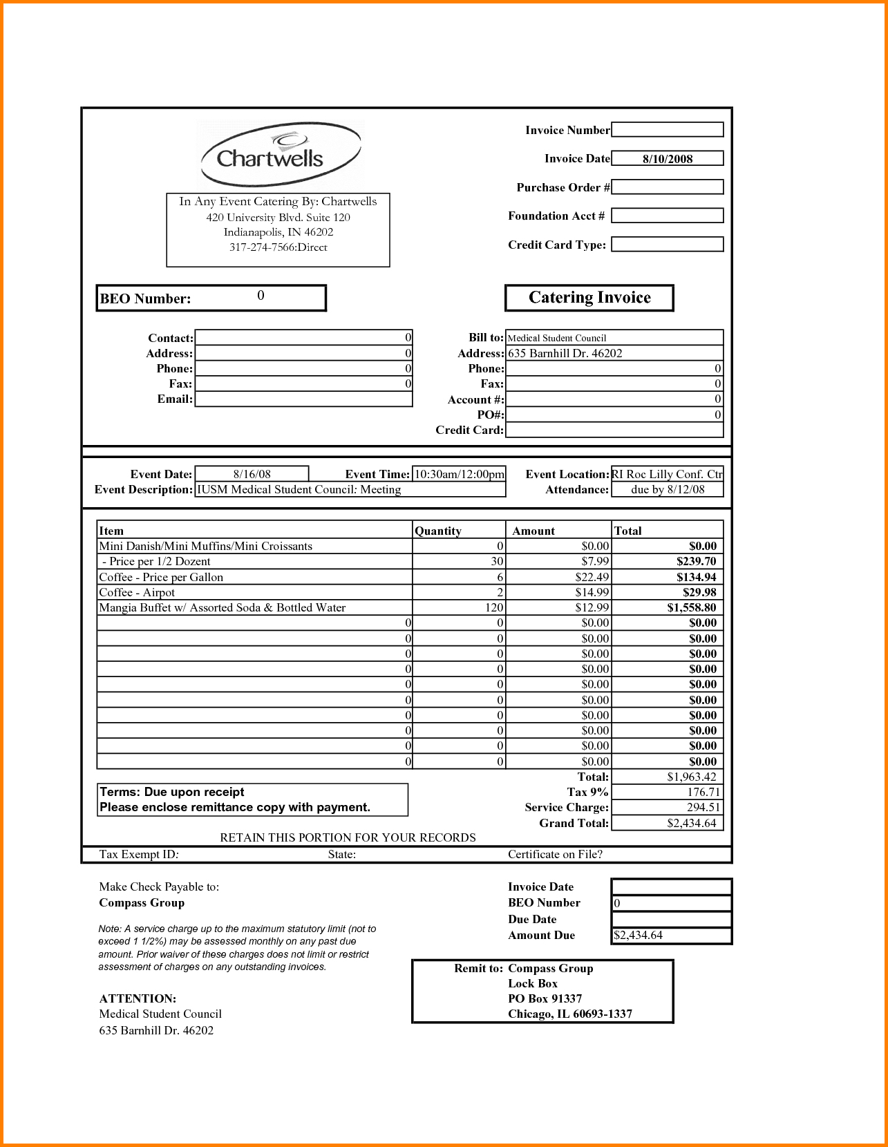 Download Catering Invoice Template Catering Invoice Template - Free Printable Catering Invoice Template