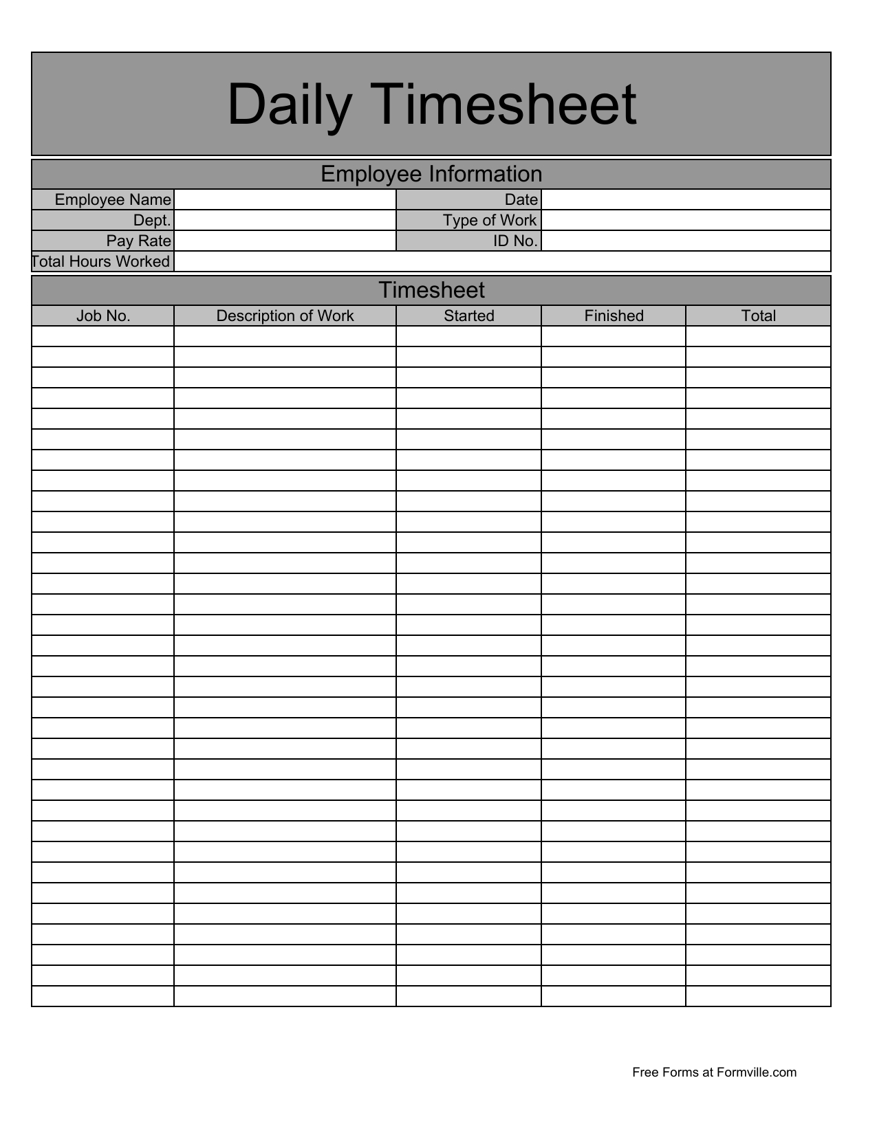 Download Daily Timesheet Template | Excel | Pdf | Rtf | Word - Free Printable Time Sheets Pdf