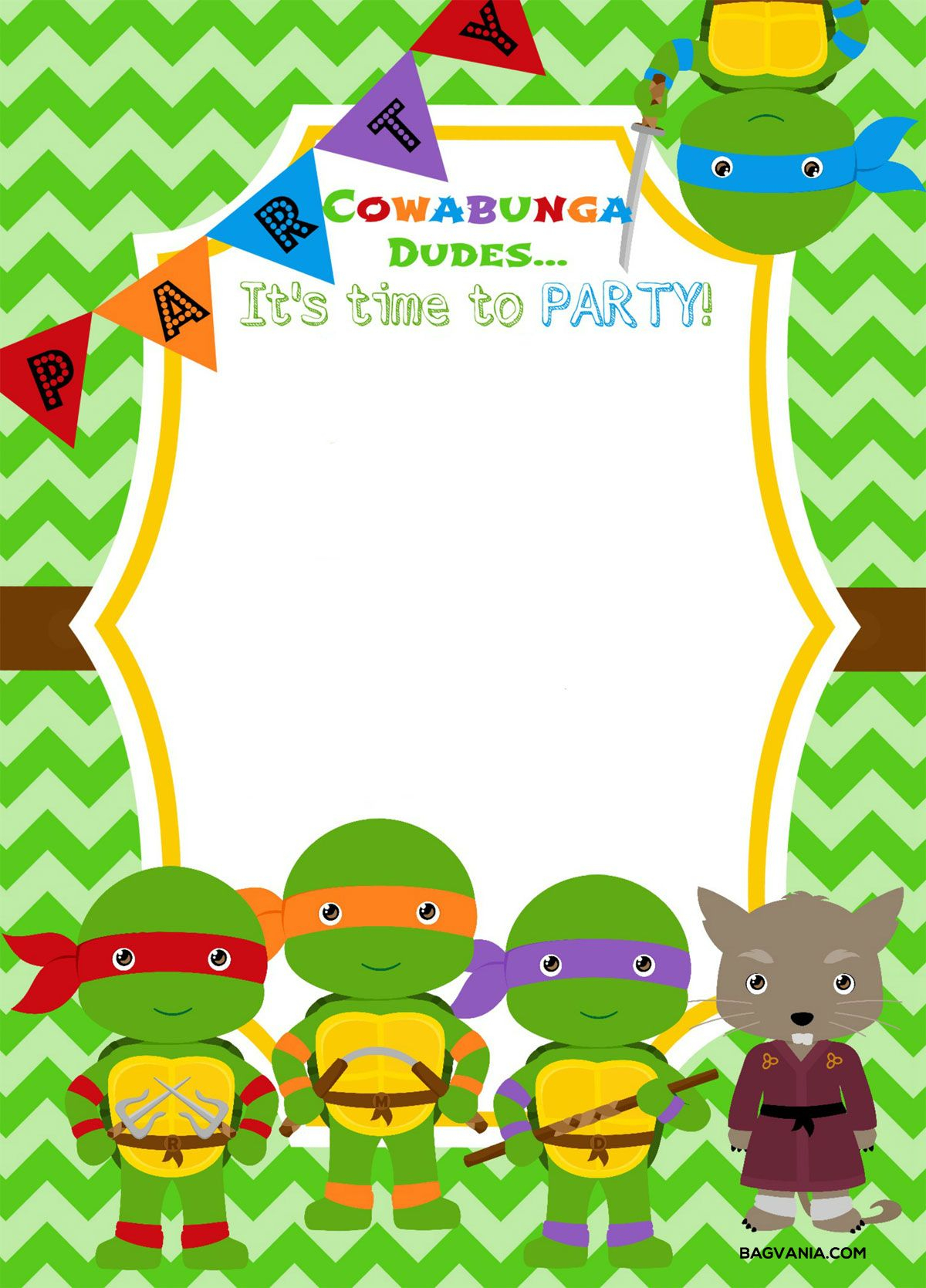 Download Now Free Printable Ninja Turtle Birthday Party Invitations - Free Printable Ninja Turtle Birthday Invitations
