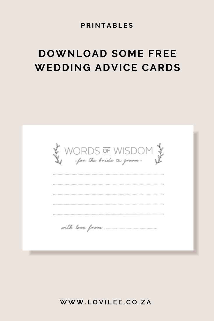 Download Your Free Wedding Advice Cards Printable | Lovilee Blog - Free Printable Bridal Shower Advice Cards