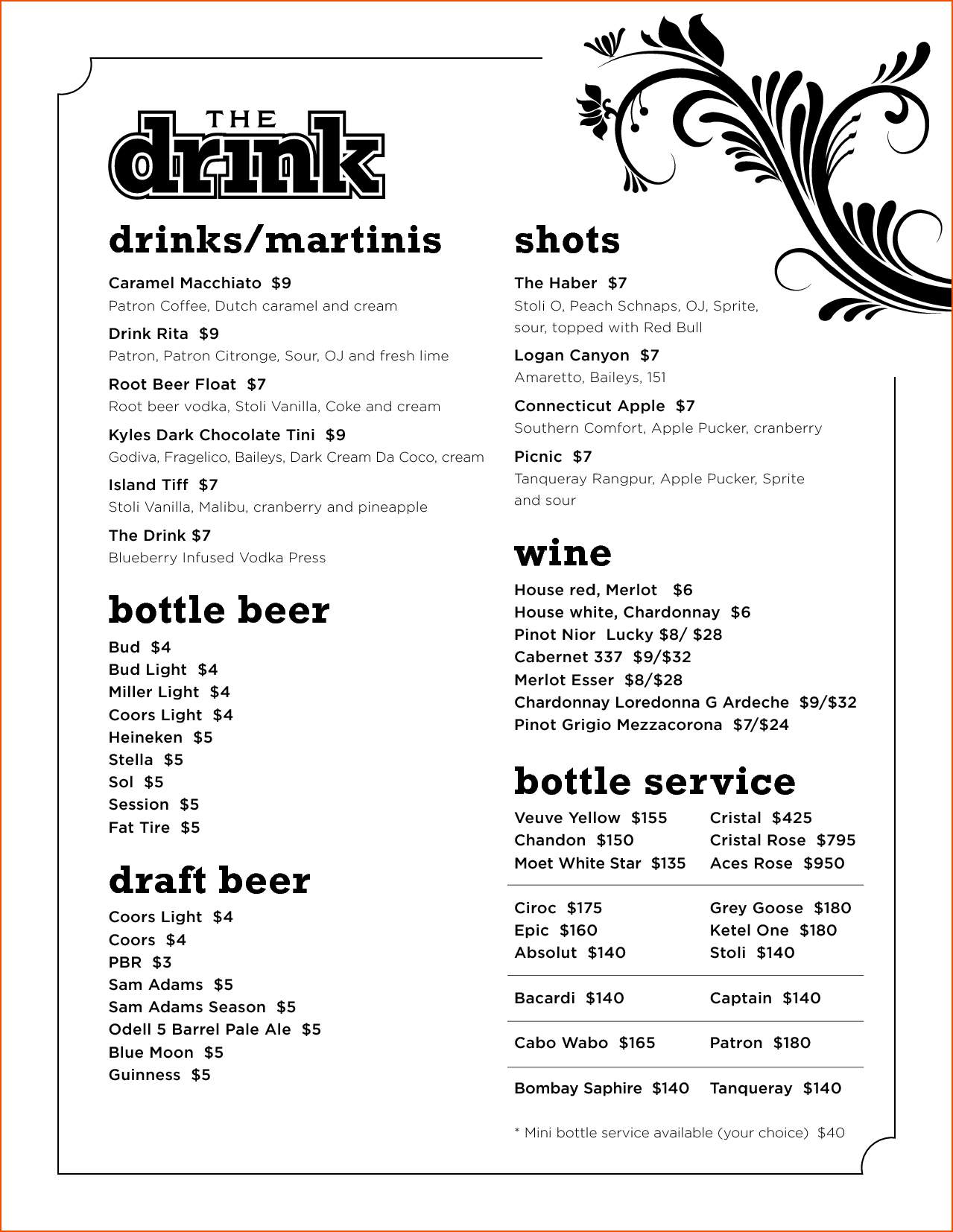 Drink Menu Templates Microsoft Word Vintage Free Menu Template For - Free Printable Menu Templates Word