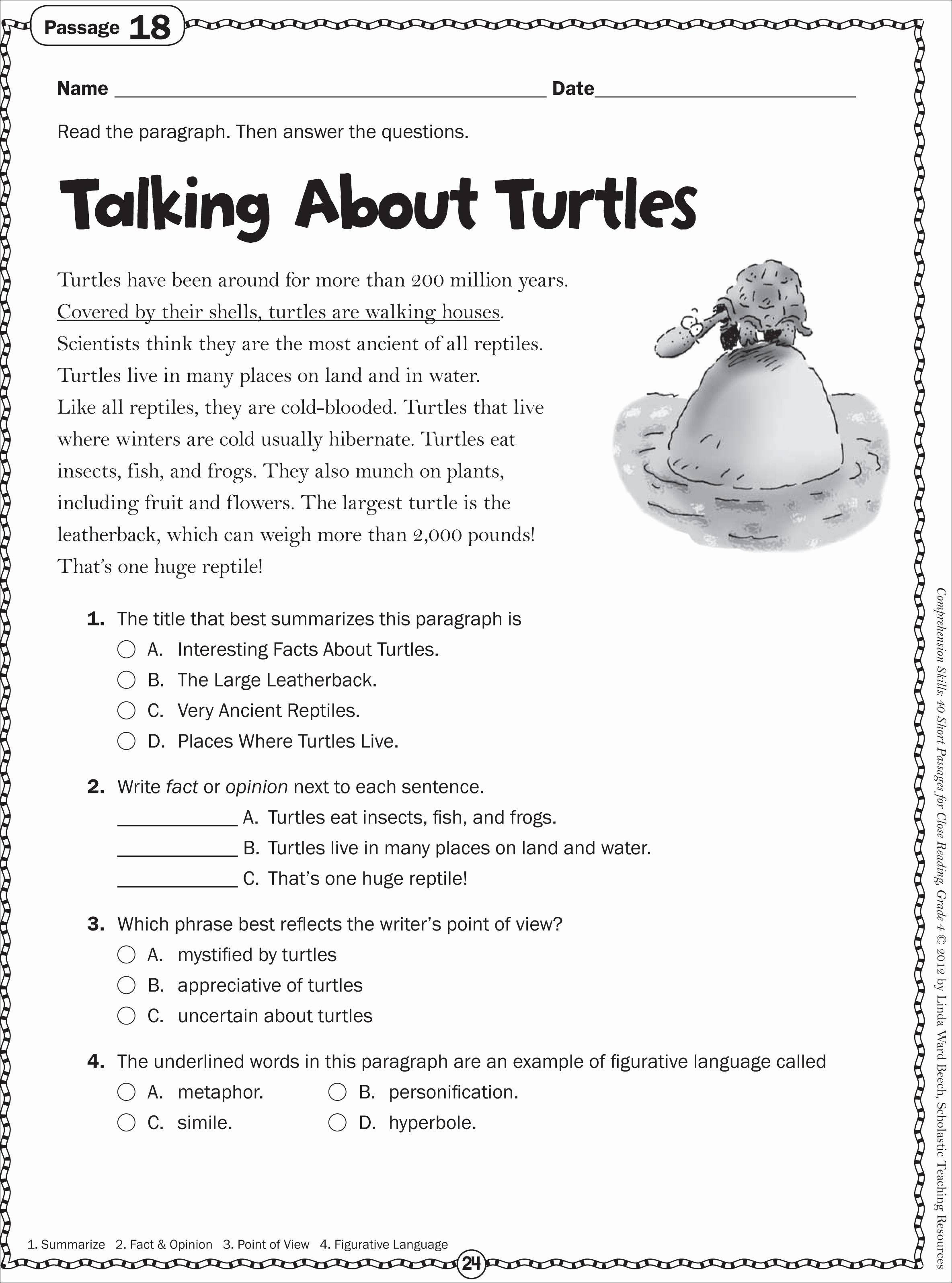 √ 2Nd Grade Reading Comprehension Worksheets Free Printable - Free Printable Reptile Worksheets