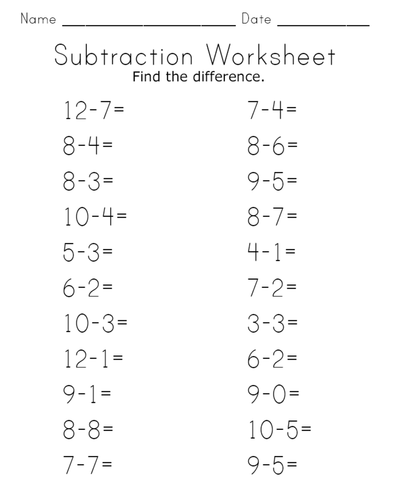√ 2St Grade Math Subtraction Worksheets. 2St. Best Free - Free Printable Kindergarten Addition And Subtraction Worksheets