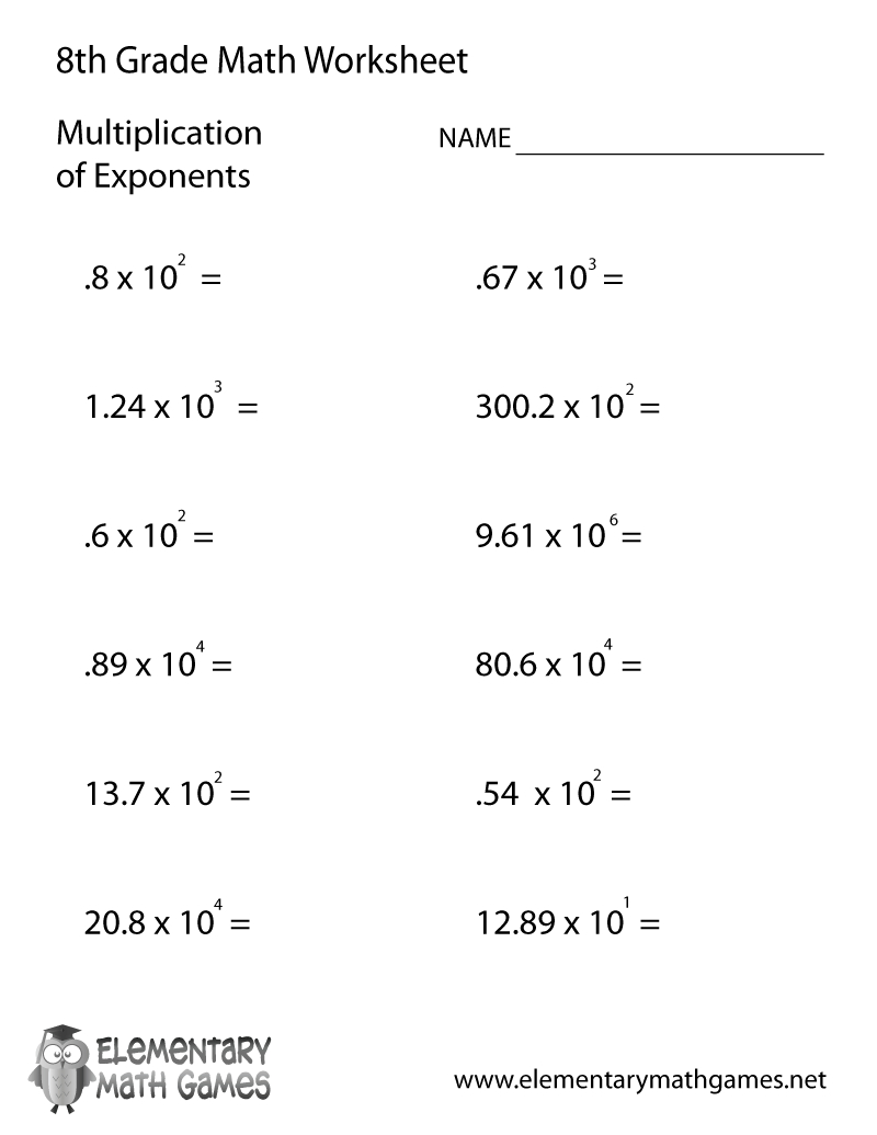 √ Free Printable Multiplication Of Exponents Worksheet For - Free Printable Exponent Worksheets