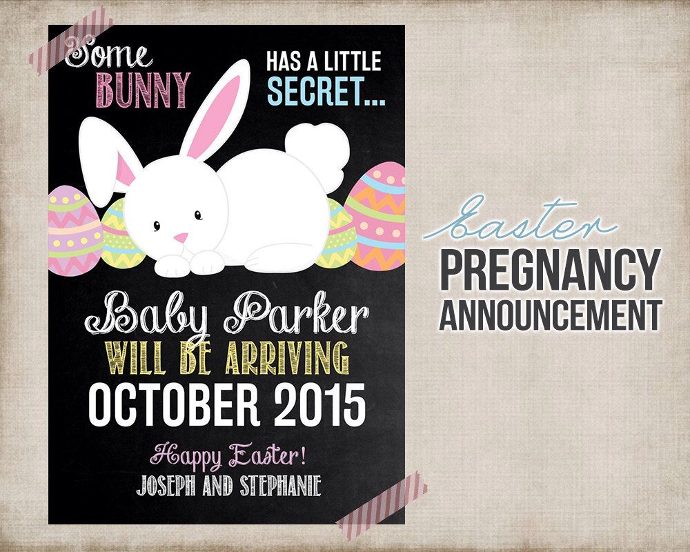 Easter Pregnancy Announcement - Printable Card Sign - Bunny Easter - Free Printable Pregnancy Announcement Cards
