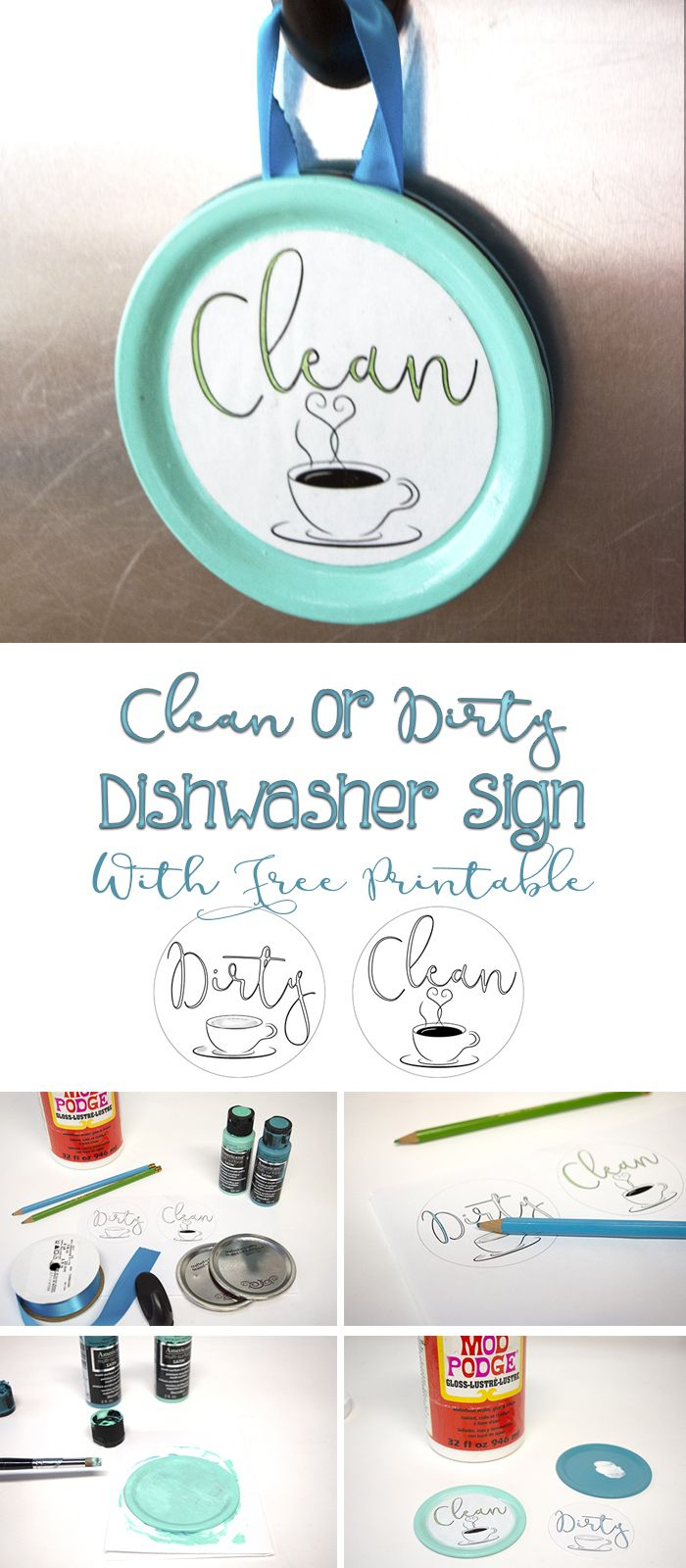 Easy Clean Or Dirty Dishwasher Sign With Free Printable - Free Printable Clean Dirty Dishwasher Sign