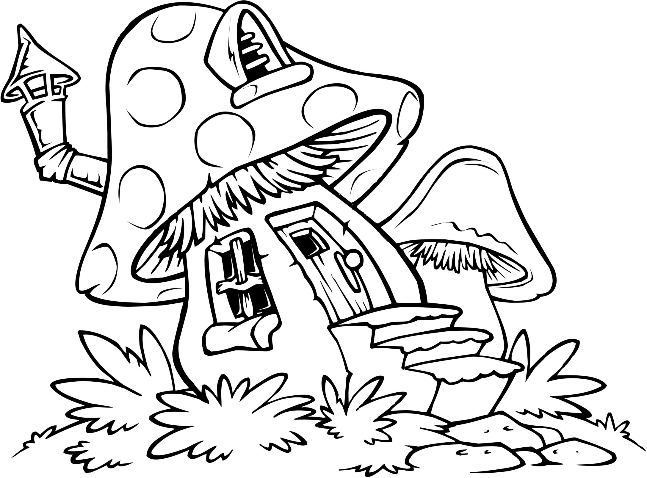 Easy Coloring Pages | Zendoodles For Cards | Pinterest | House - Free Printable Mushroom Coloring Pages