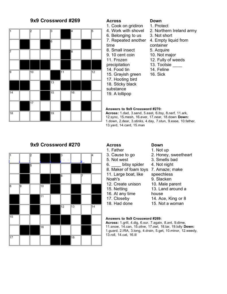 Easy Crossword Puzzles Printable With Answers - 14.12.kaartenstemp.nl • - Free Printable Riddles With Answers