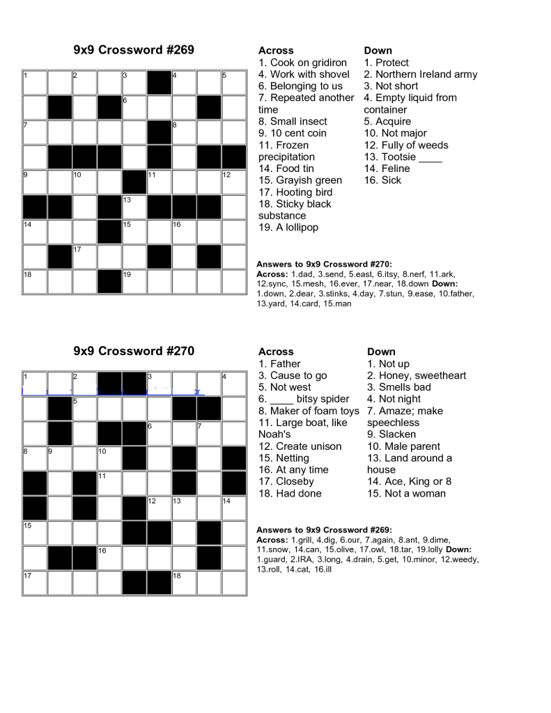 Easy Kids Crossword Puzzles | Kiddo Shelter | Educative Puzzle For - Free Online Printable Easy Crossword Puzzles