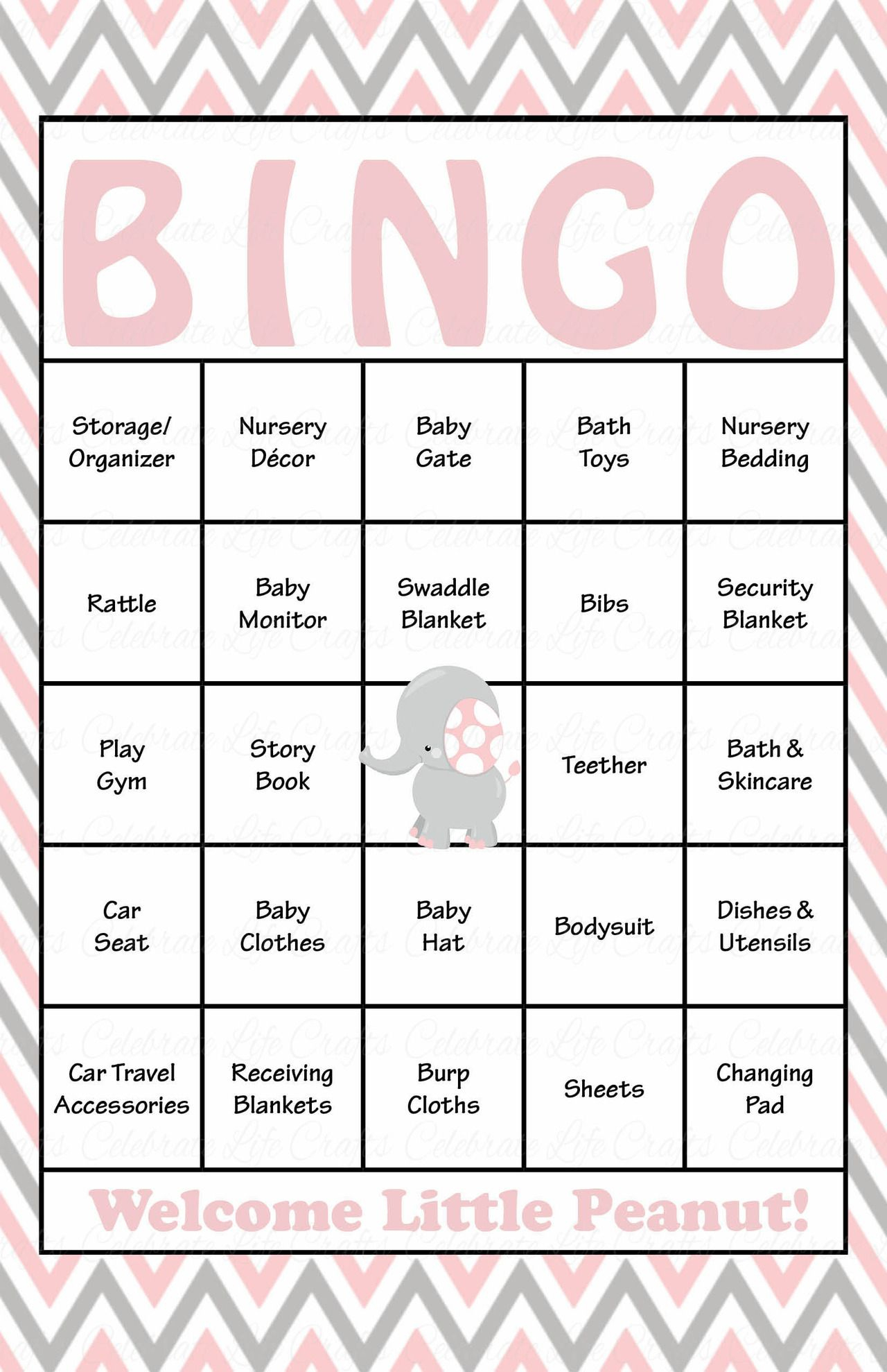 Elephant Baby Bingo Cards - Printable Download - Prefilled - Baby - Free Printable Baby Shower Bingo Cards Pdf