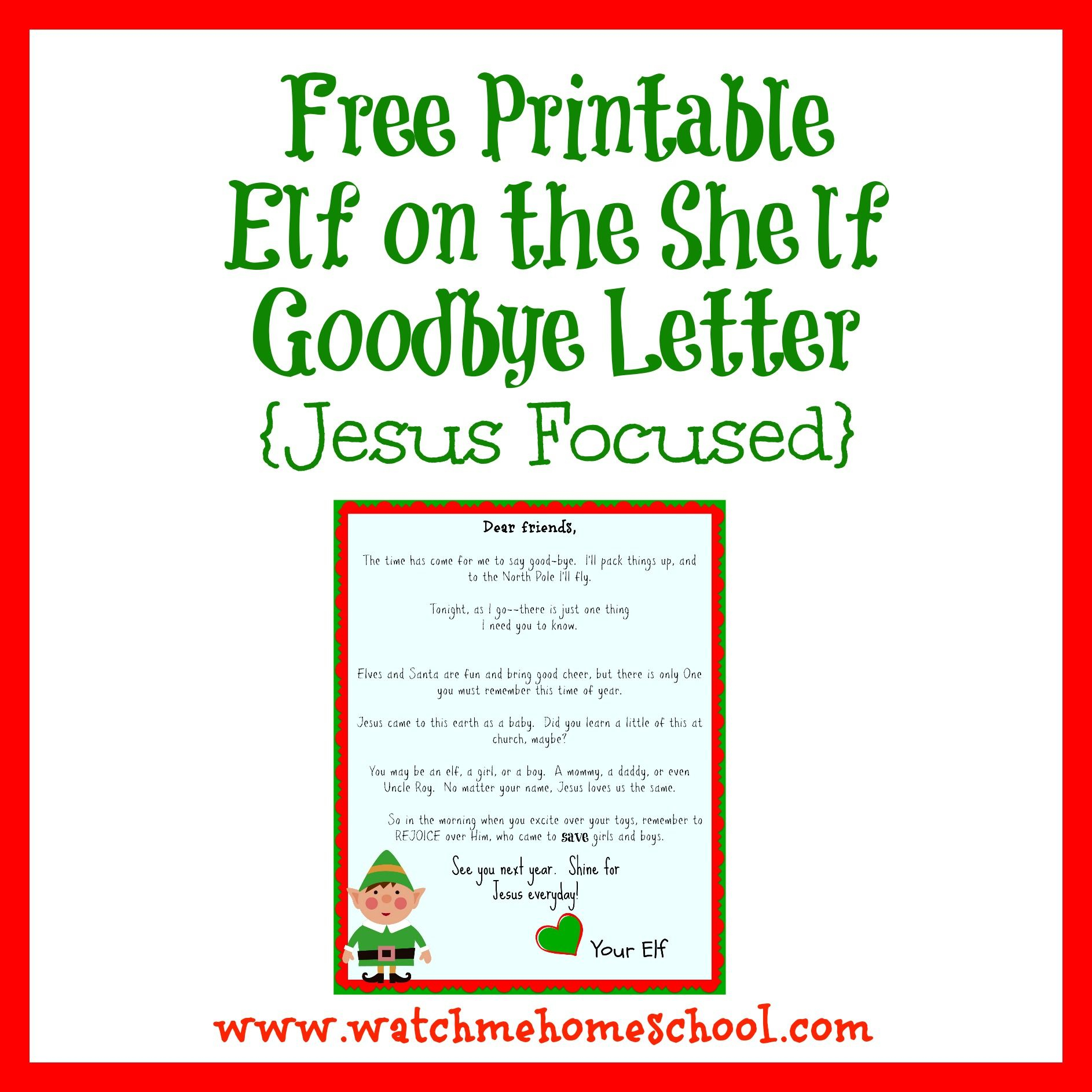 Elf On The Shelf Farewell Letter Printable | Elf On The Shelf - Elf On The Shelf Goodbye Letter Free Printable