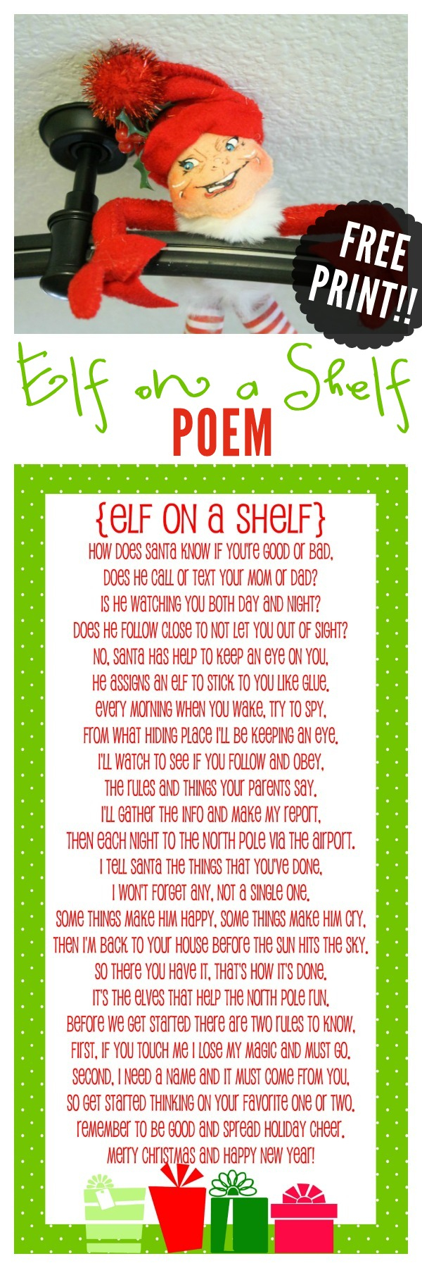 Elf On The Shelf Story - Free Printable Poem | Christmas Help | Elf - Free Printable Elf On The Shelf Story
