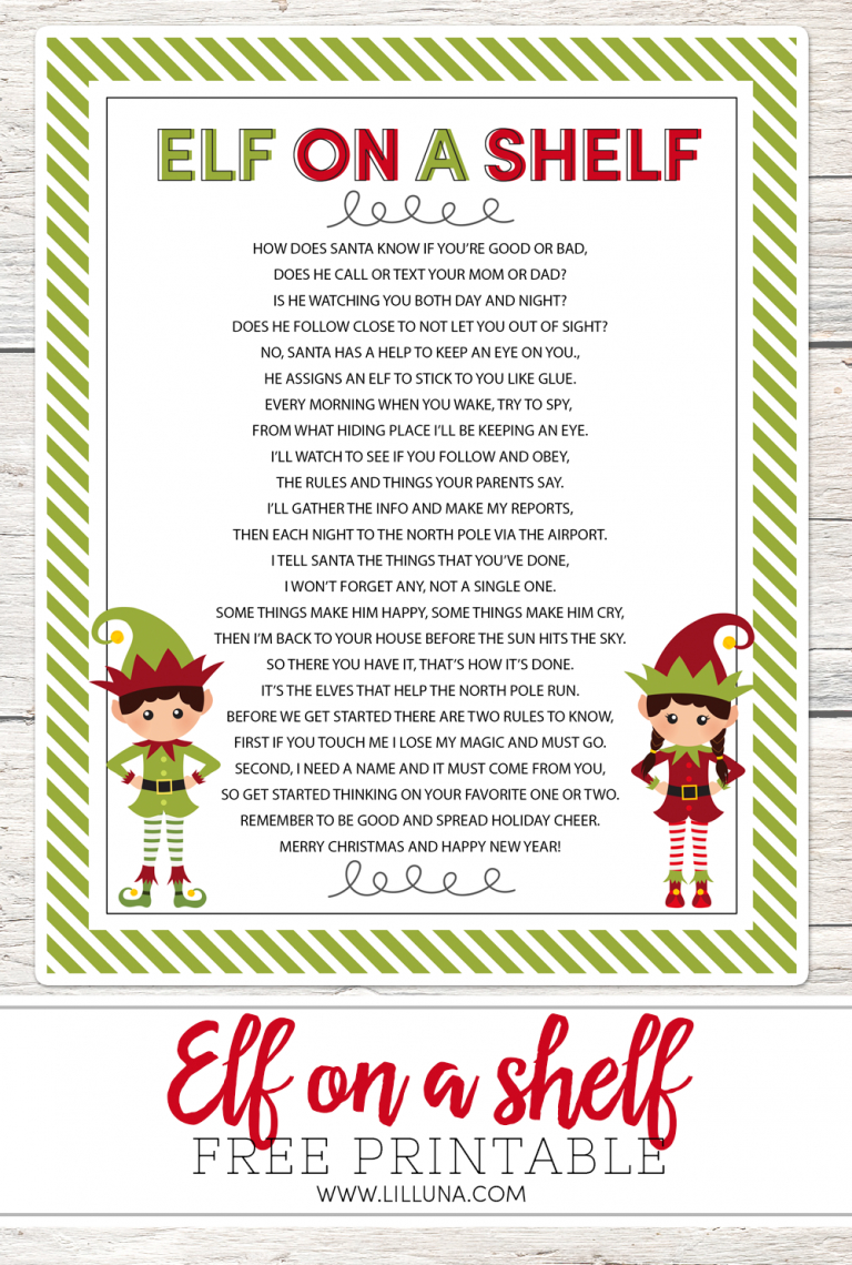 Elf On The Shelf Story - Free Printable Poem | Elf On The Shelf - Free Printable Elf On The Shelf Story