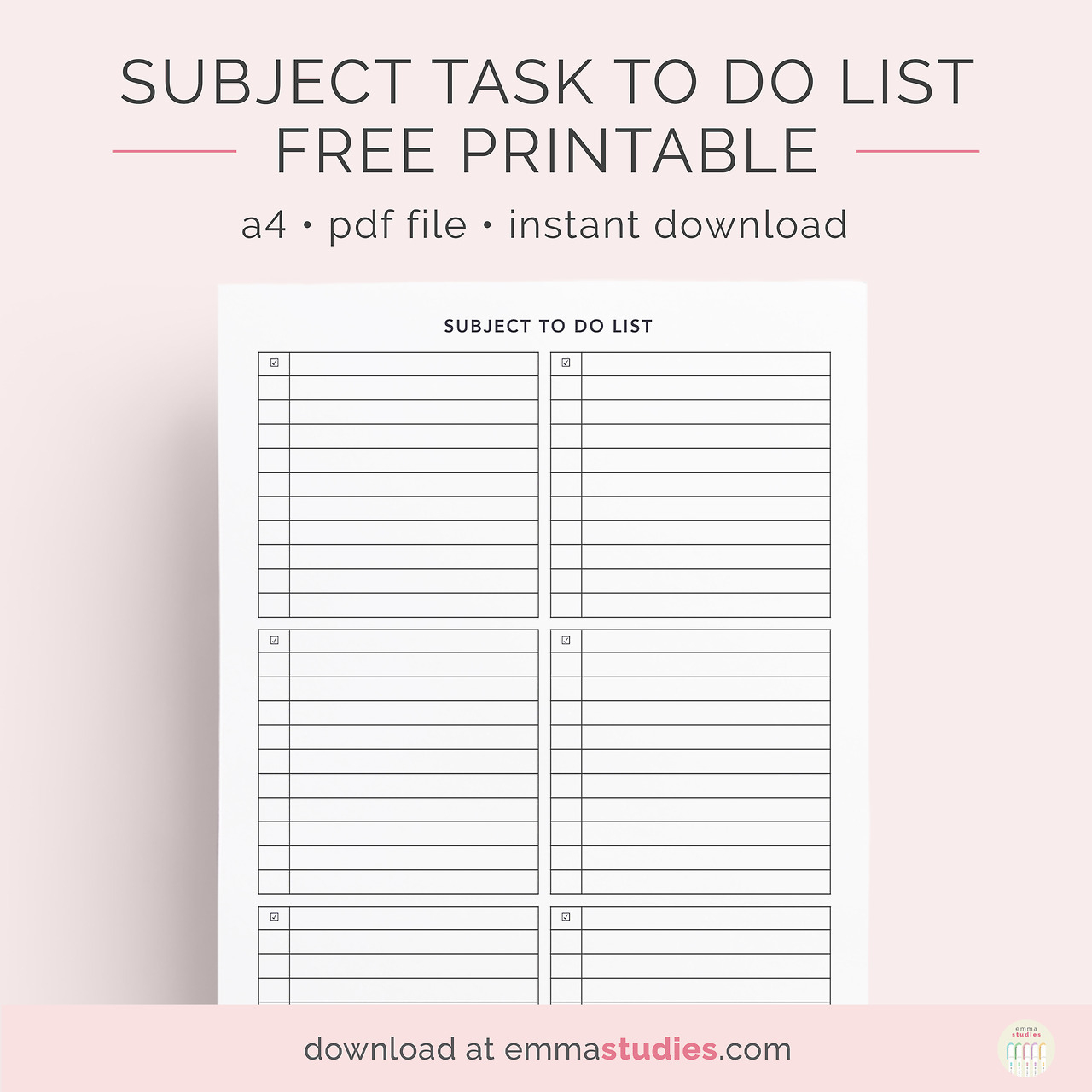 Emma&amp;#039;s Studyblr — Subject Task To Do List Free Printable An - Free Printable List
