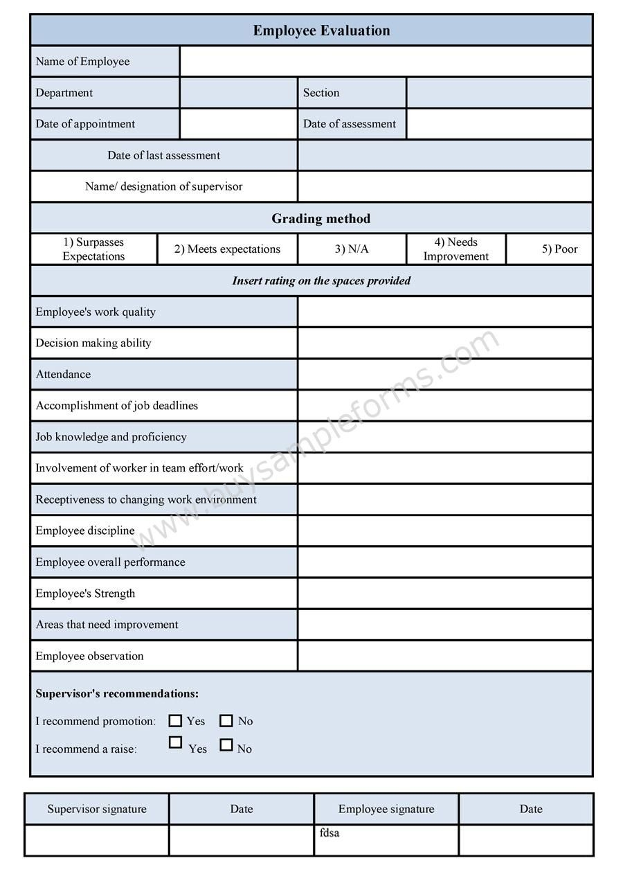 Employee Evaluation Template | Projects To Try | Pinterest - Free Employee Self Evaluation Forms Printable