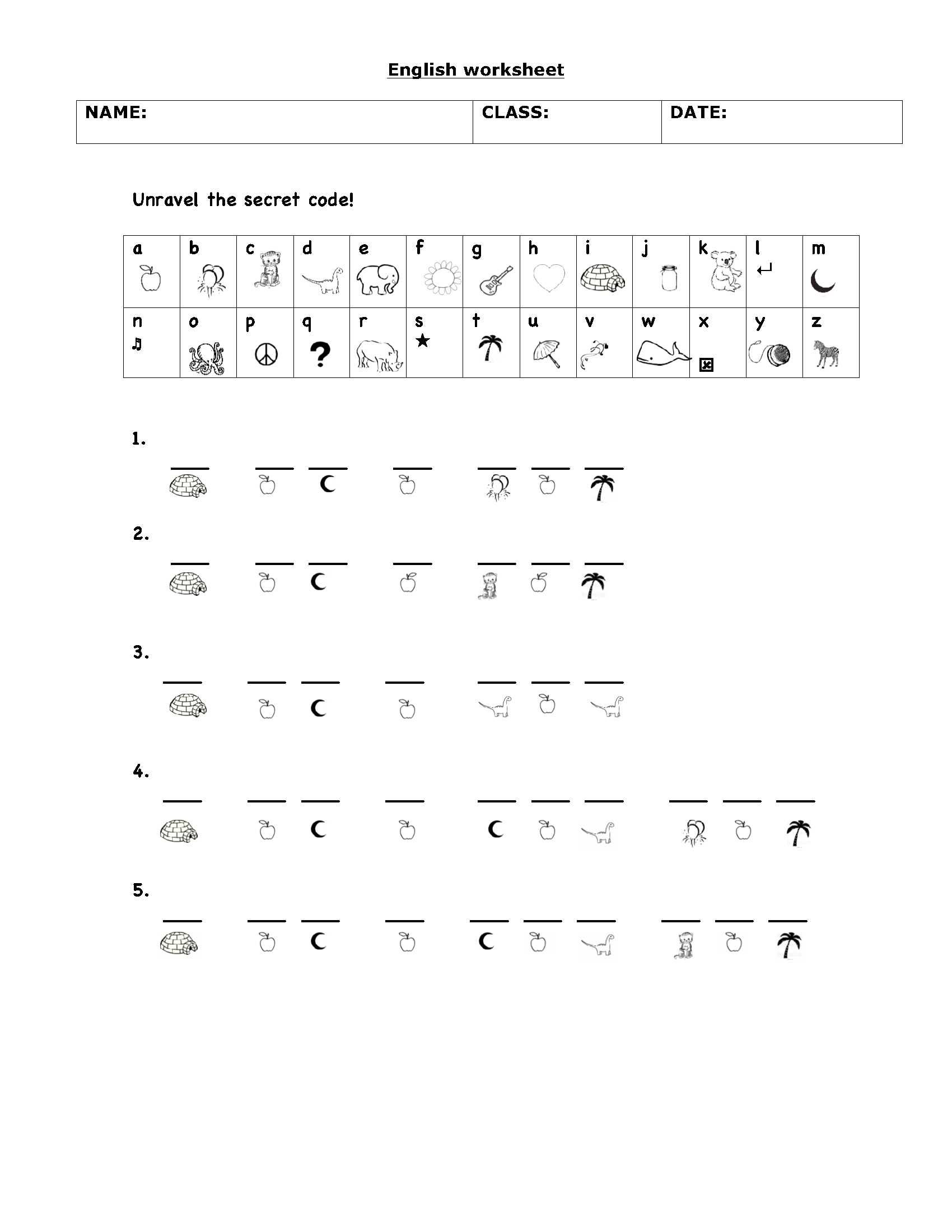 English Puzzle Worksheet- Crack The Code! &amp;quot;a&amp;quot; Words. | Crack The Code - Crack The Code Worksheets Printable Free