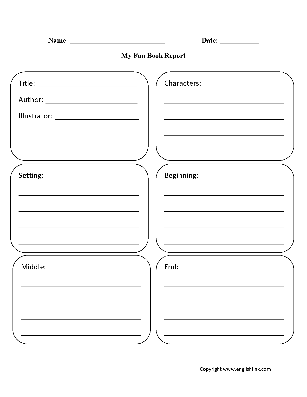 Englishlinx | Book Report Worksheets - Book Report Template Free Printable