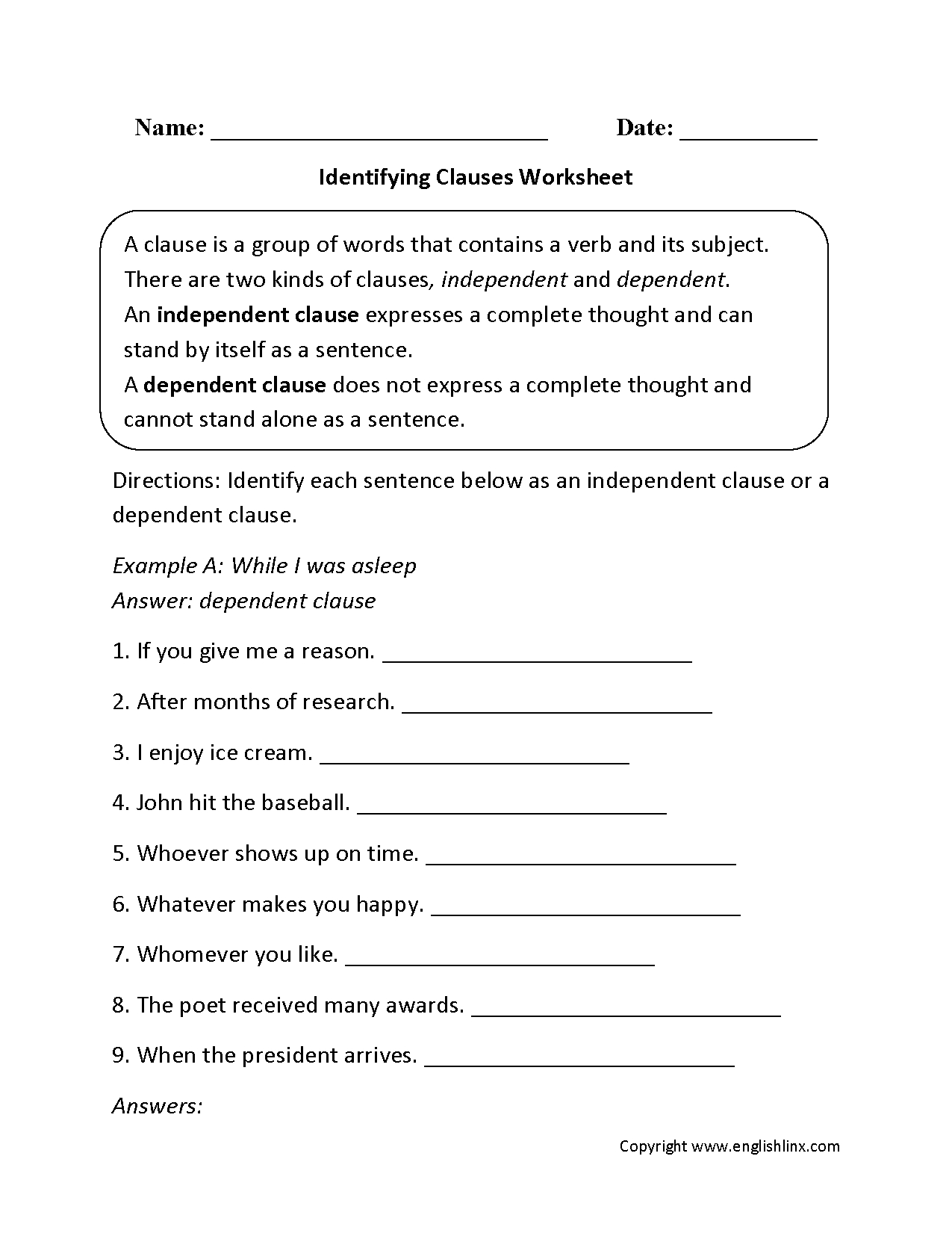 Englishlinx | Clauses Worksheets - Free Printable 5 W&amp;amp;#039;s Worksheets