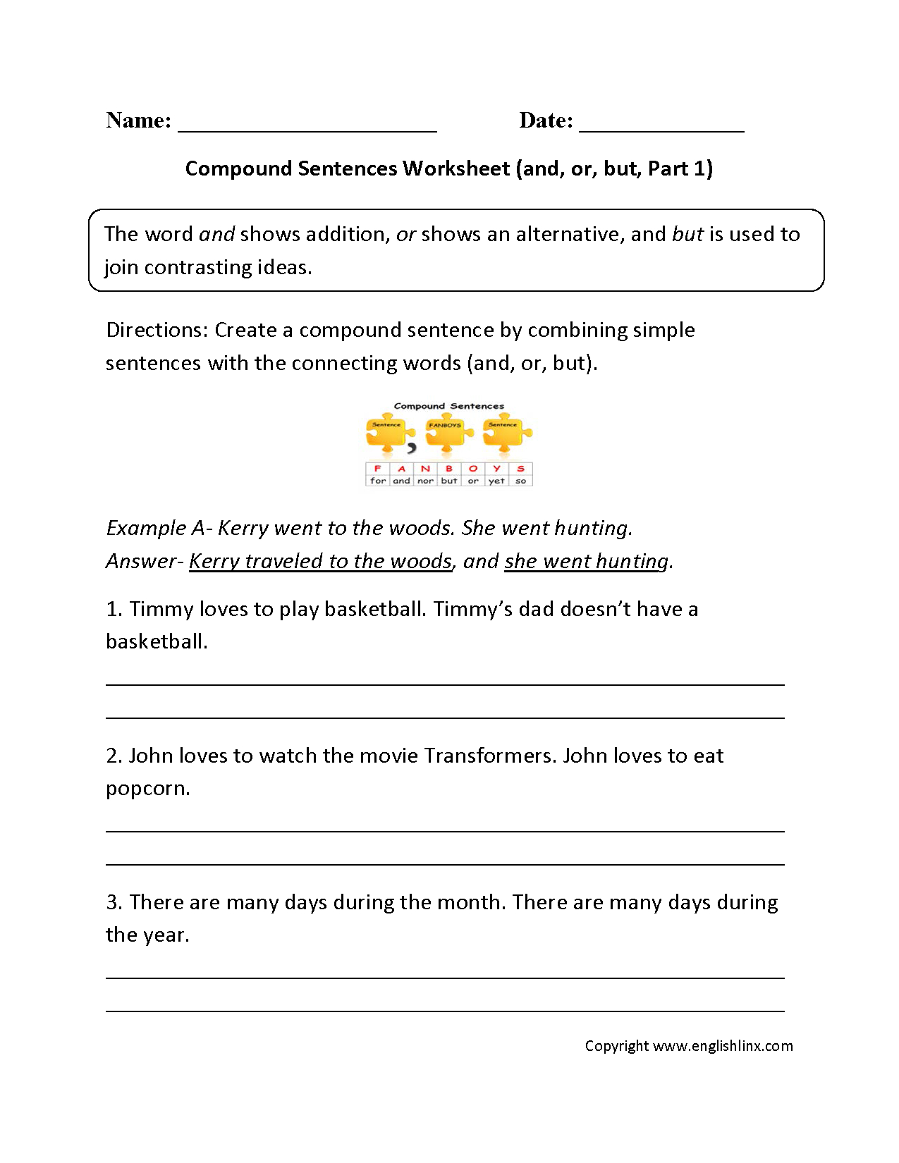 Englishlinx | Sentences Worksheets - Free Printable Worksheets On Simple Compound And Complex Sentences