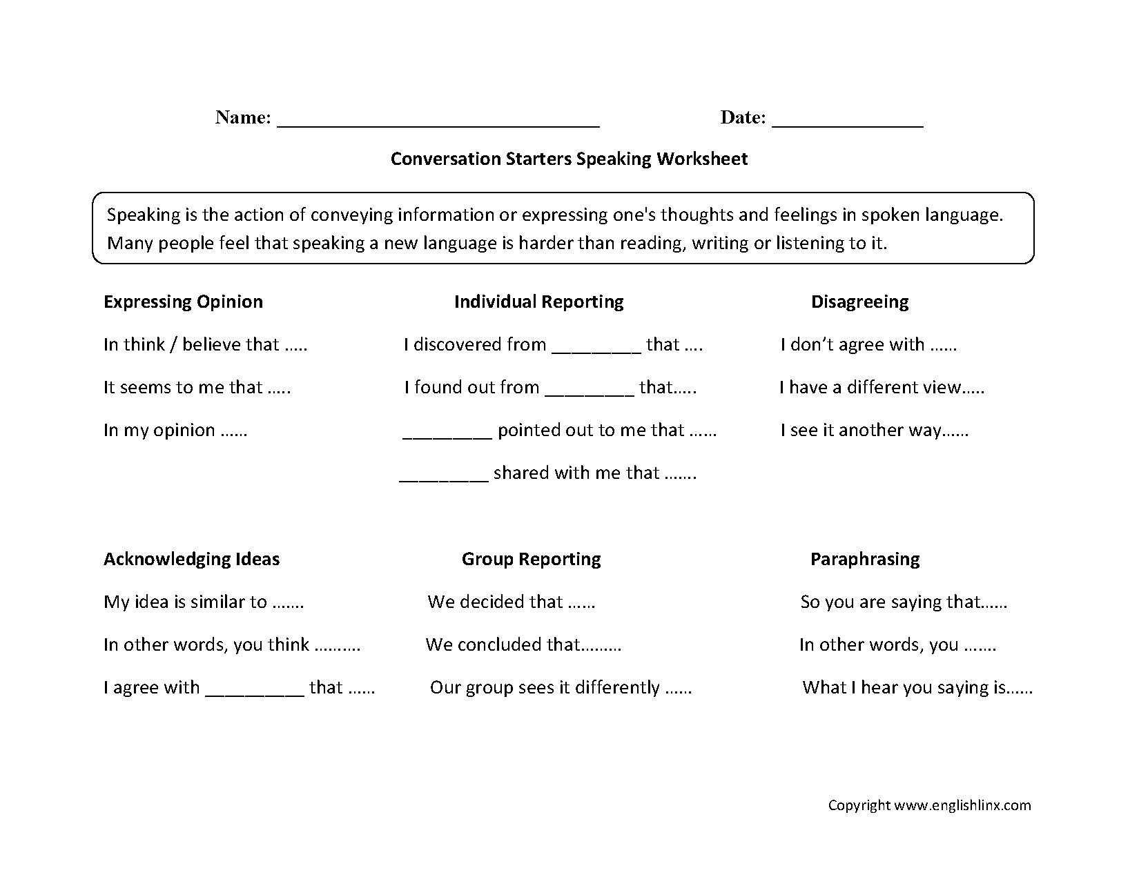 Free Printable English Conversation Worksheets Free Printable Download