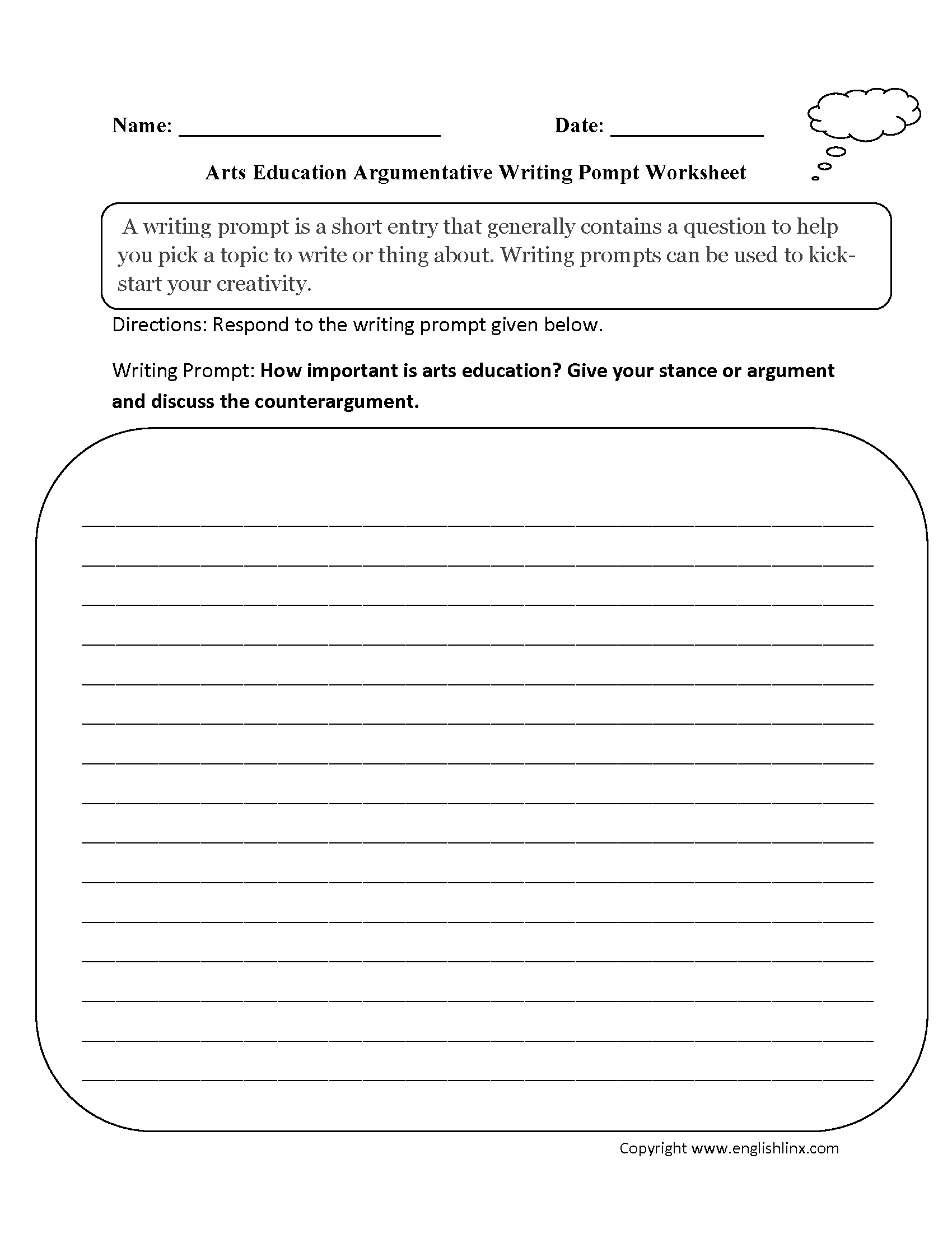 Englishlinx | Writing Prompts Worksheets - Free Printable Writing Prompts For Middle School
