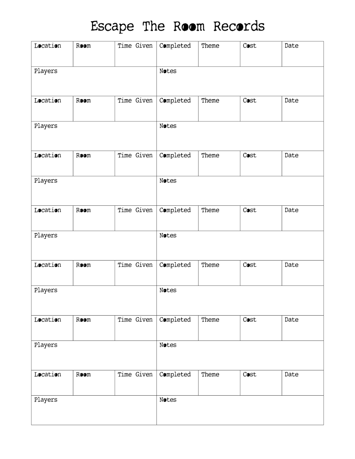 Free Escape Room Worksheets