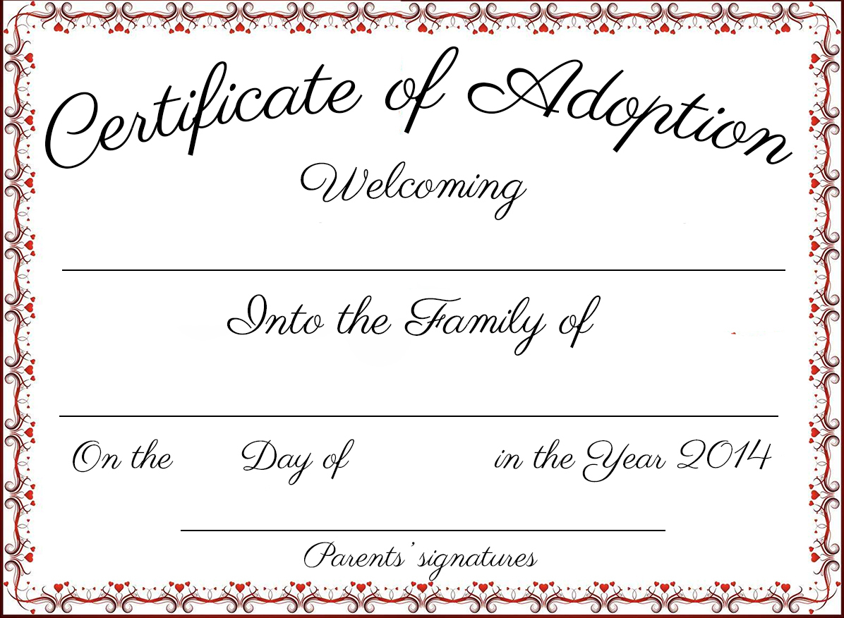 Fake Adoption Papers. Petition For Adoption Of Adultstepparent - Fake Adoption Certificate Free Printable