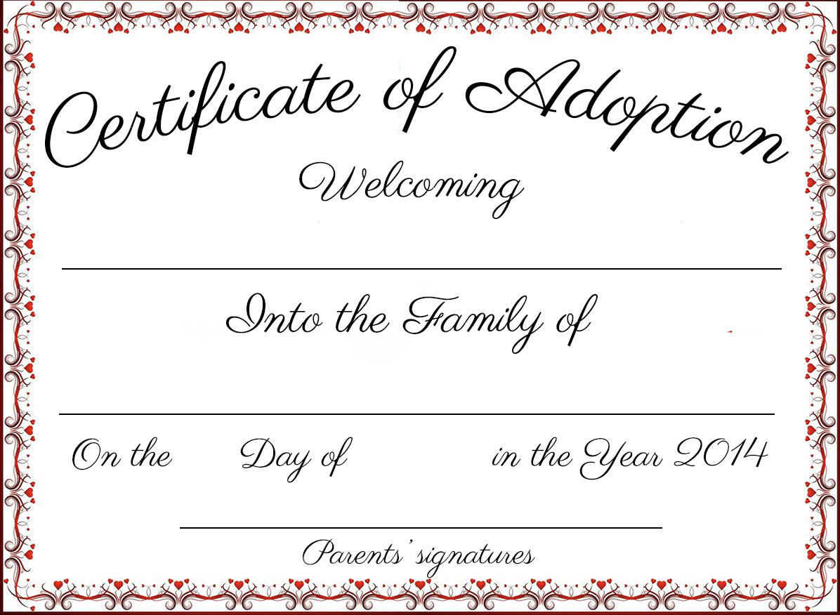 Fake Adoption Papers. Petition For Adoption Of Adultstepparent - Free Printable Adoption Certificate